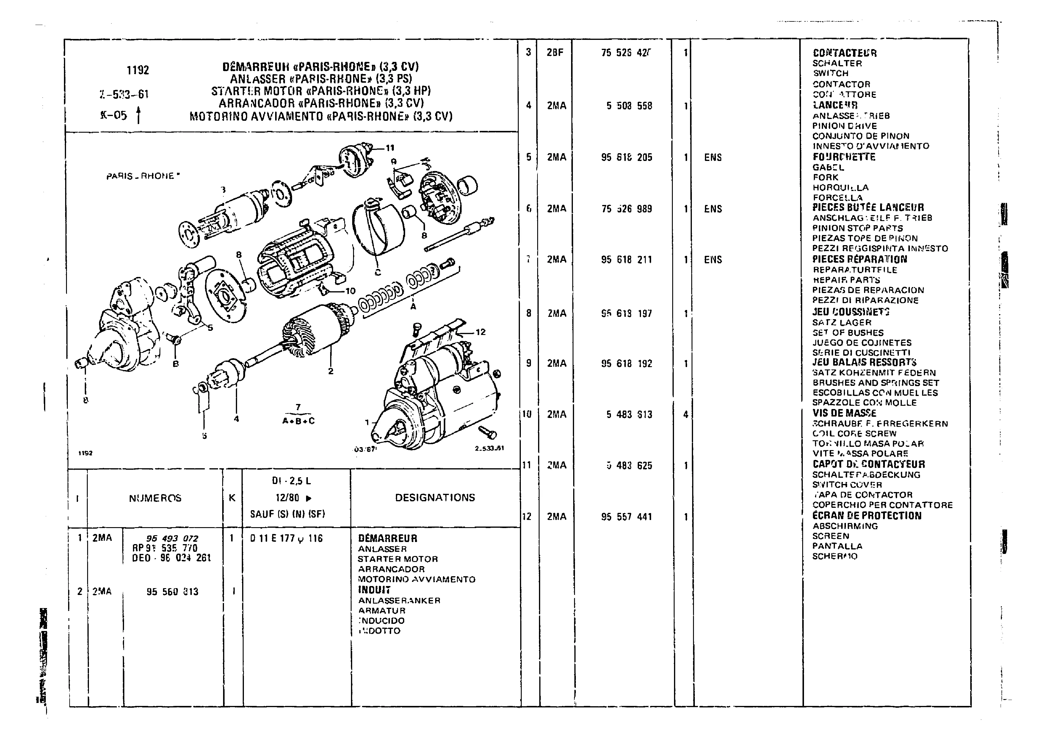 Starter Motor, page 331 of 860 — CX Parts Catalogue — 1979–1981