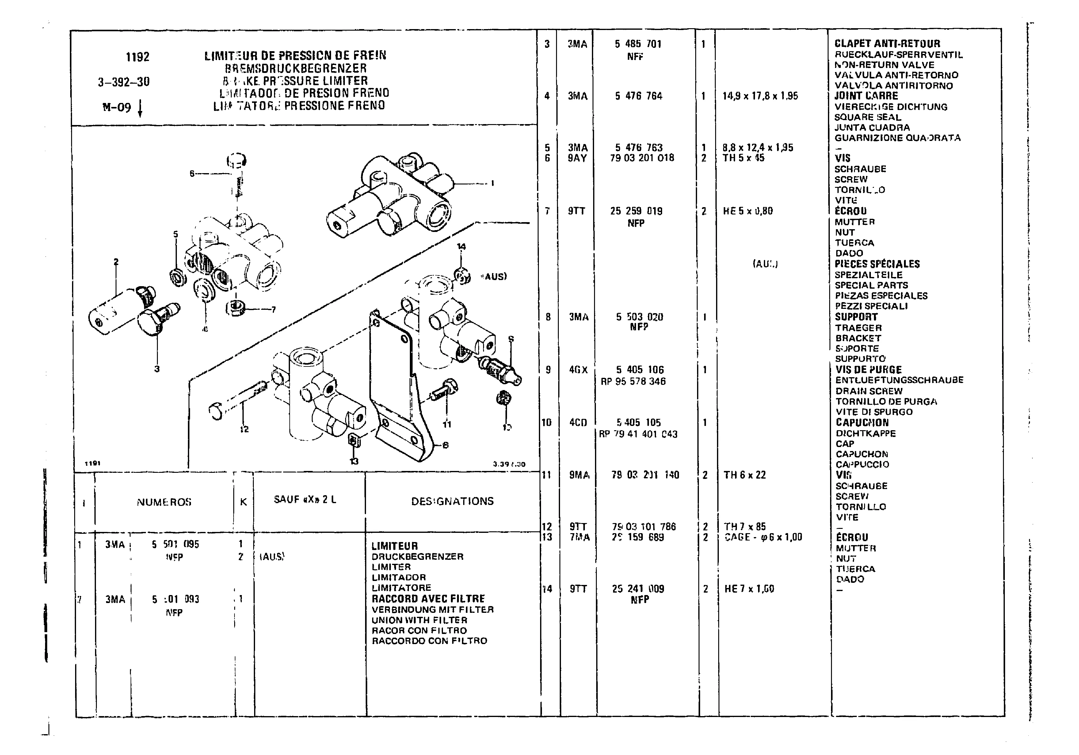 Brake Pressure Limiter, page 355 of 860 — CX Parts Catalogue — 1979–1981