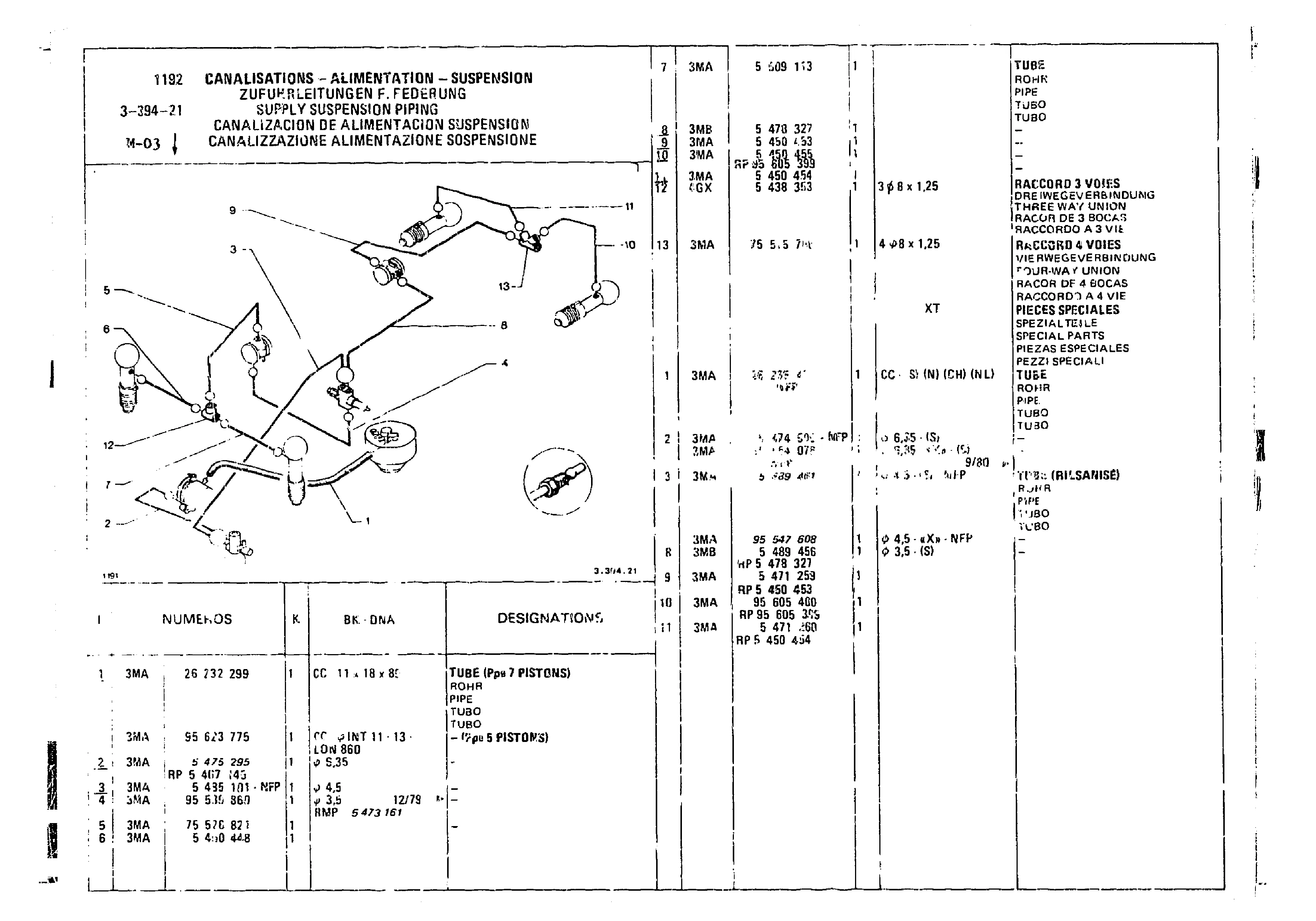 Suspension Pipings, page 361 of 860 — CX Parts Catalogue — 1979–1981