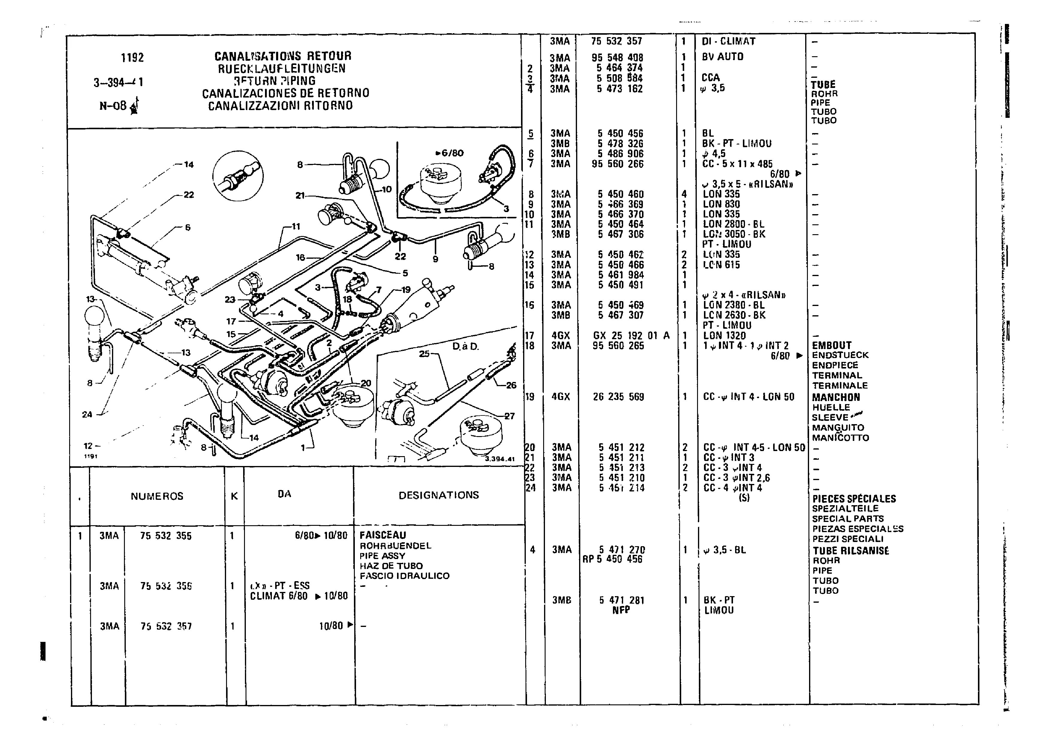 Return Pipings, page 371 of 860 — CX Parts Catalogue — 1979–1981