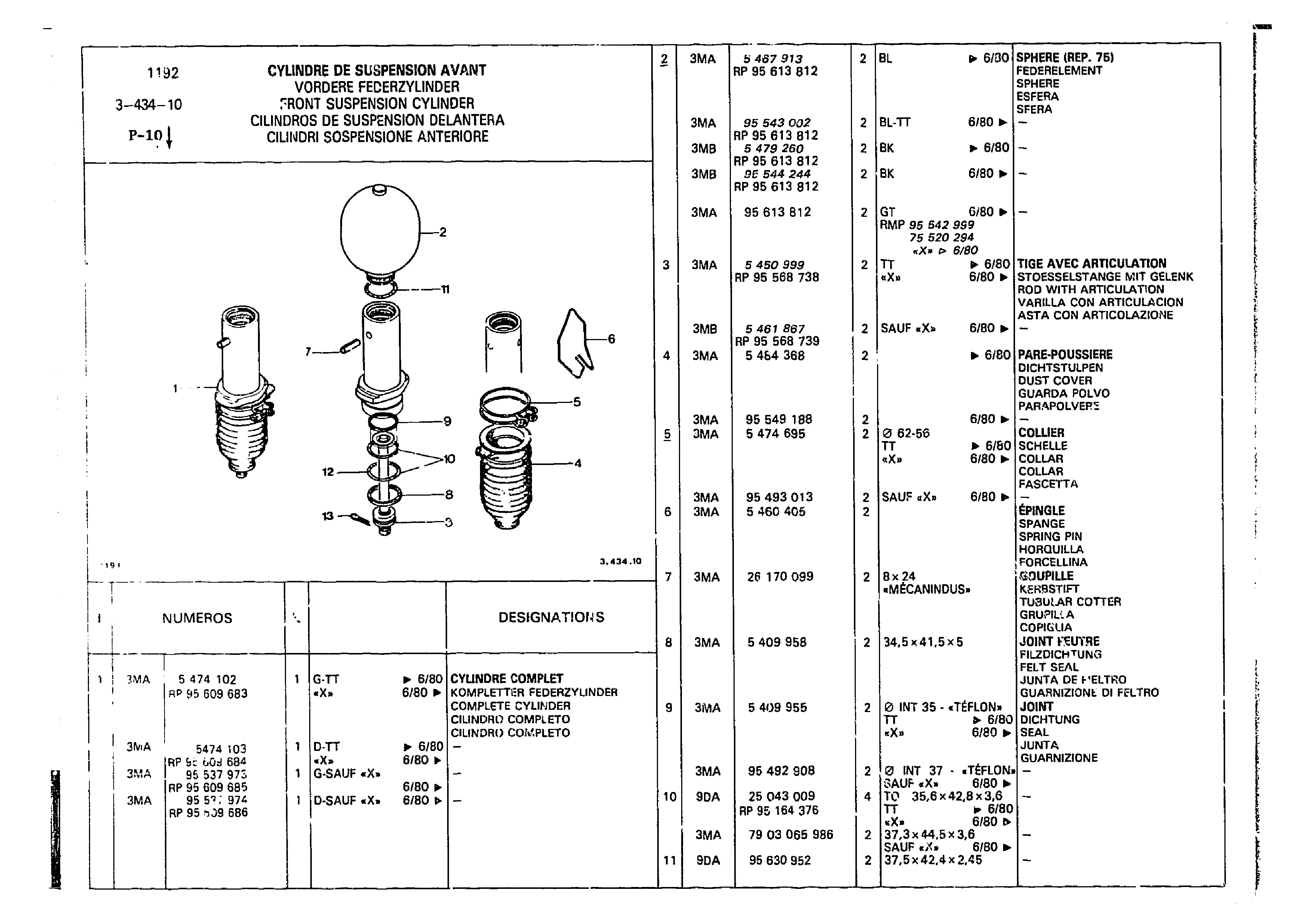 Front Suspension Cylinder, page 384 of 860 — CX Parts Catalogue — 1979–1981
