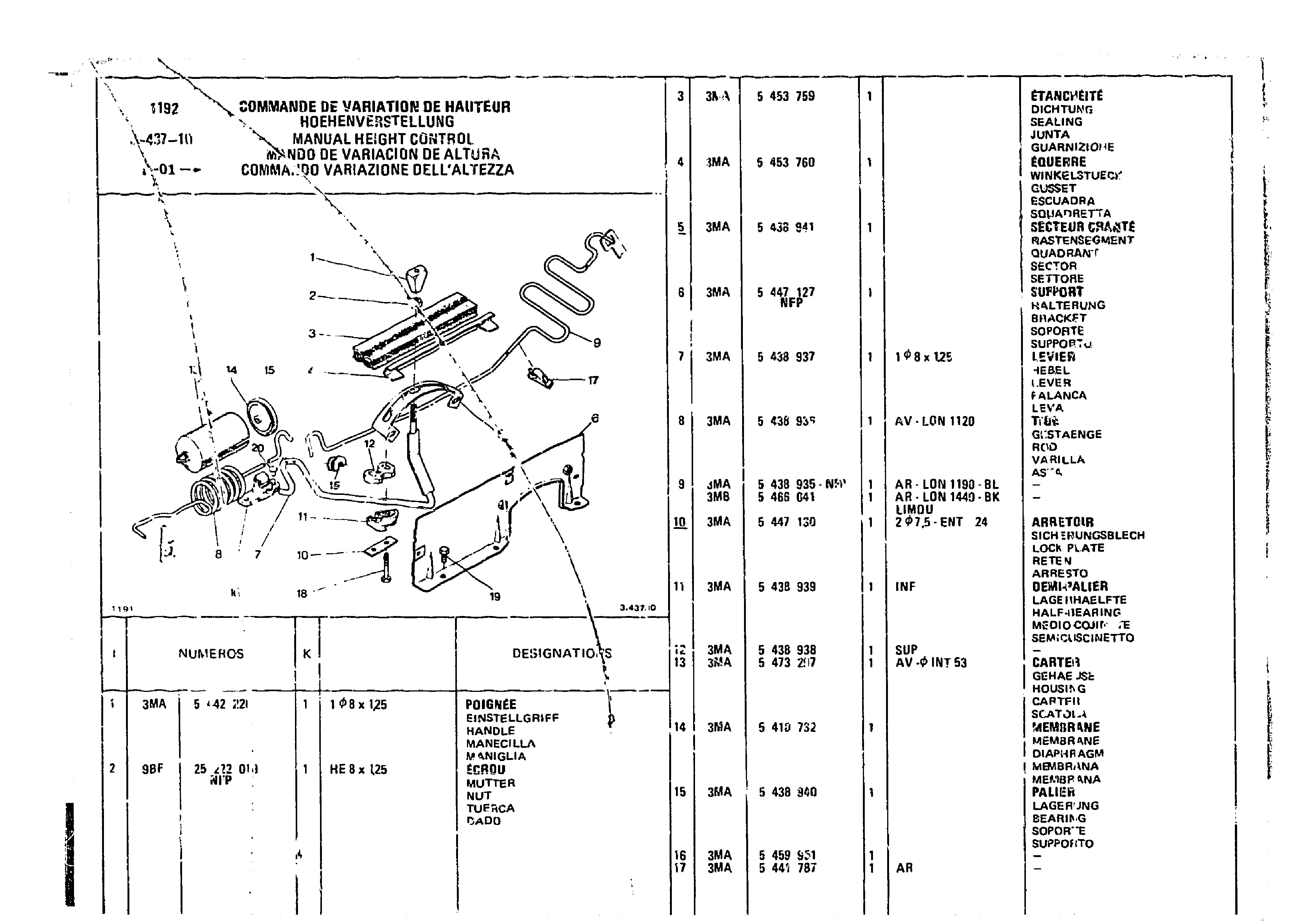 Manual Height Control, page 393 of 860 — CX Parts Catalogue — 1979–1981