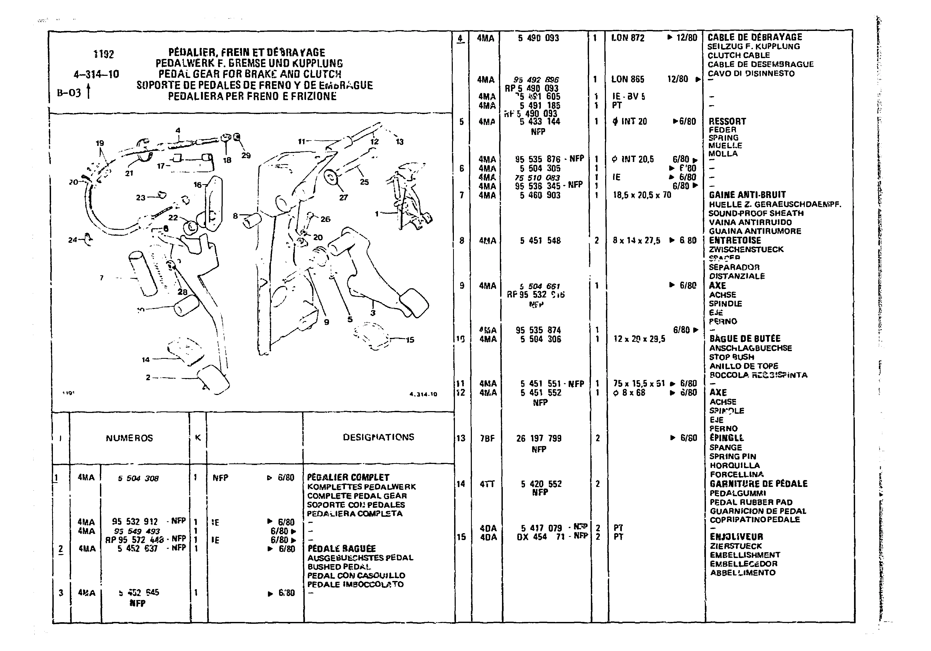 Pedal Gear For Brake, page 425 of 860 — CX Parts Catalogue — 1979–1981