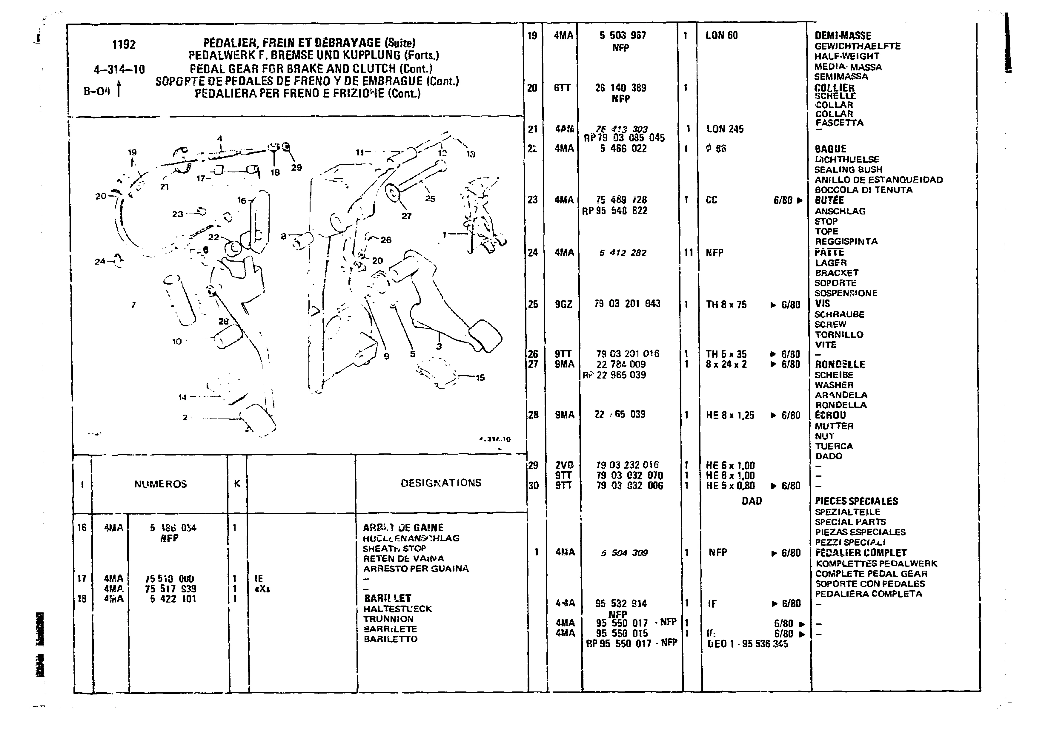 Pedal Gear For Brake, page 426 of 860 — CX Parts Catalogue — 1979–1981
