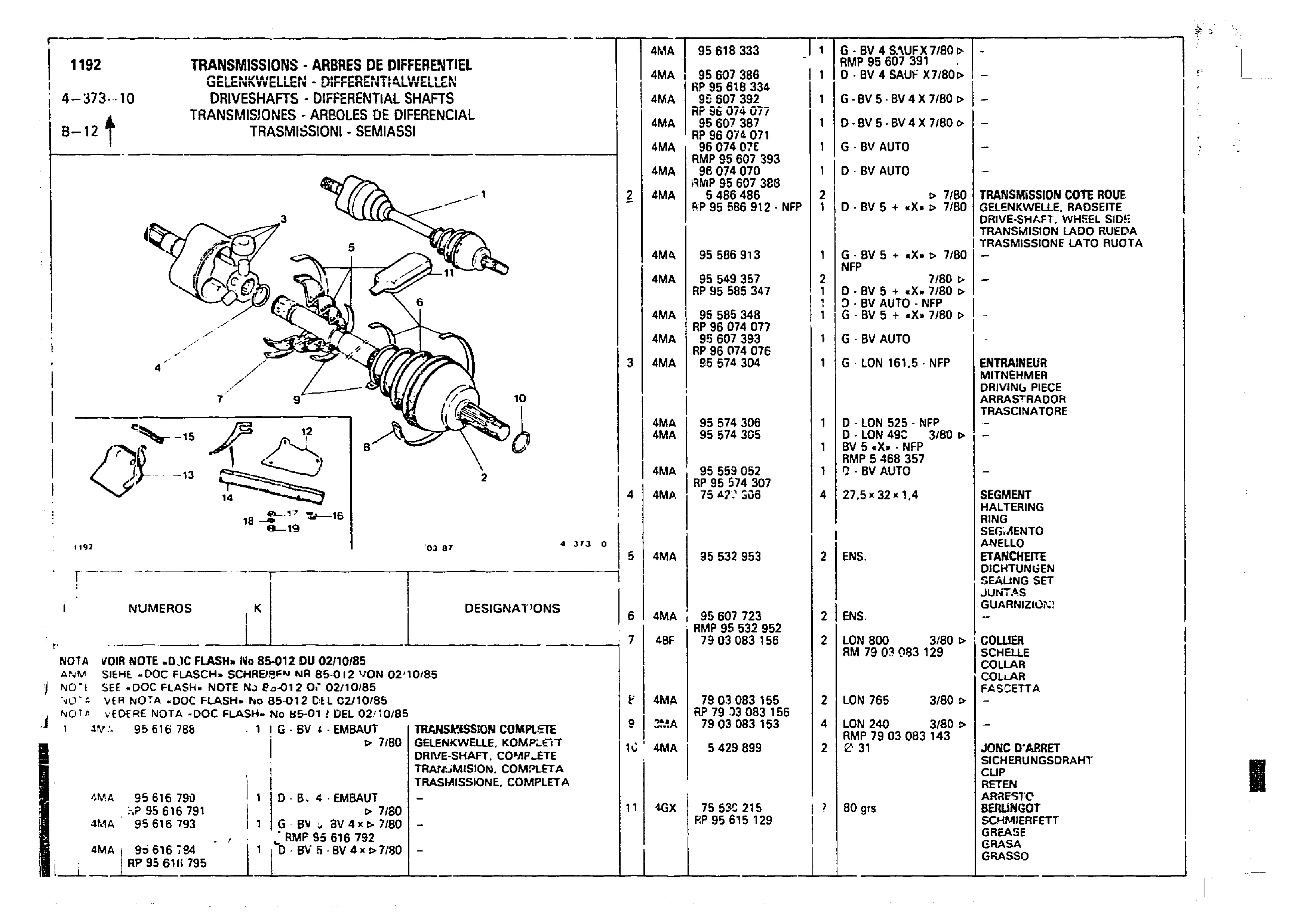 Driveshafts, page 434 of 860 — CX Parts Catalogue — 1979–1981