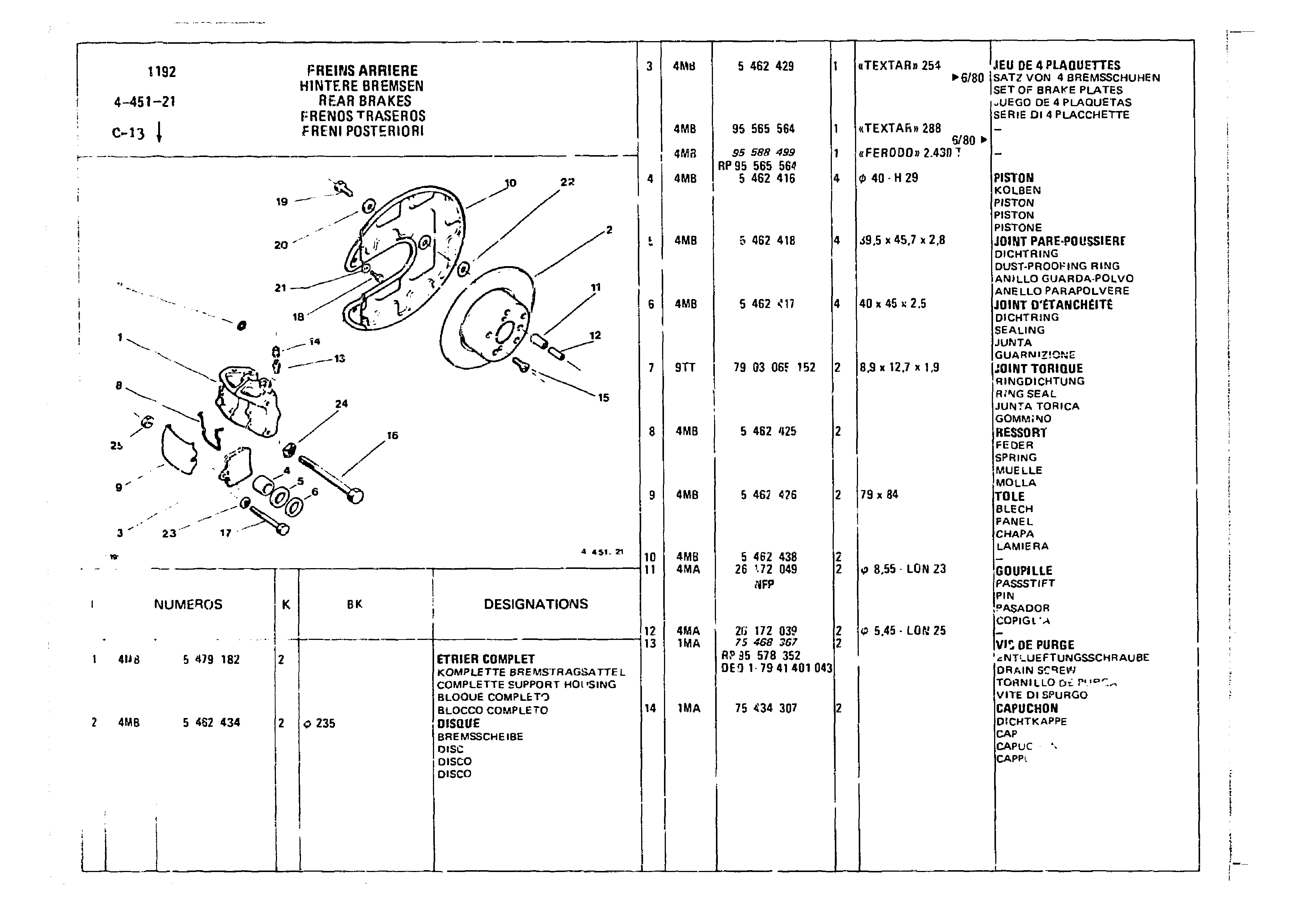 Rear Brakes, page 440 of 860 — CX Parts Catalogue — 1979–1981
