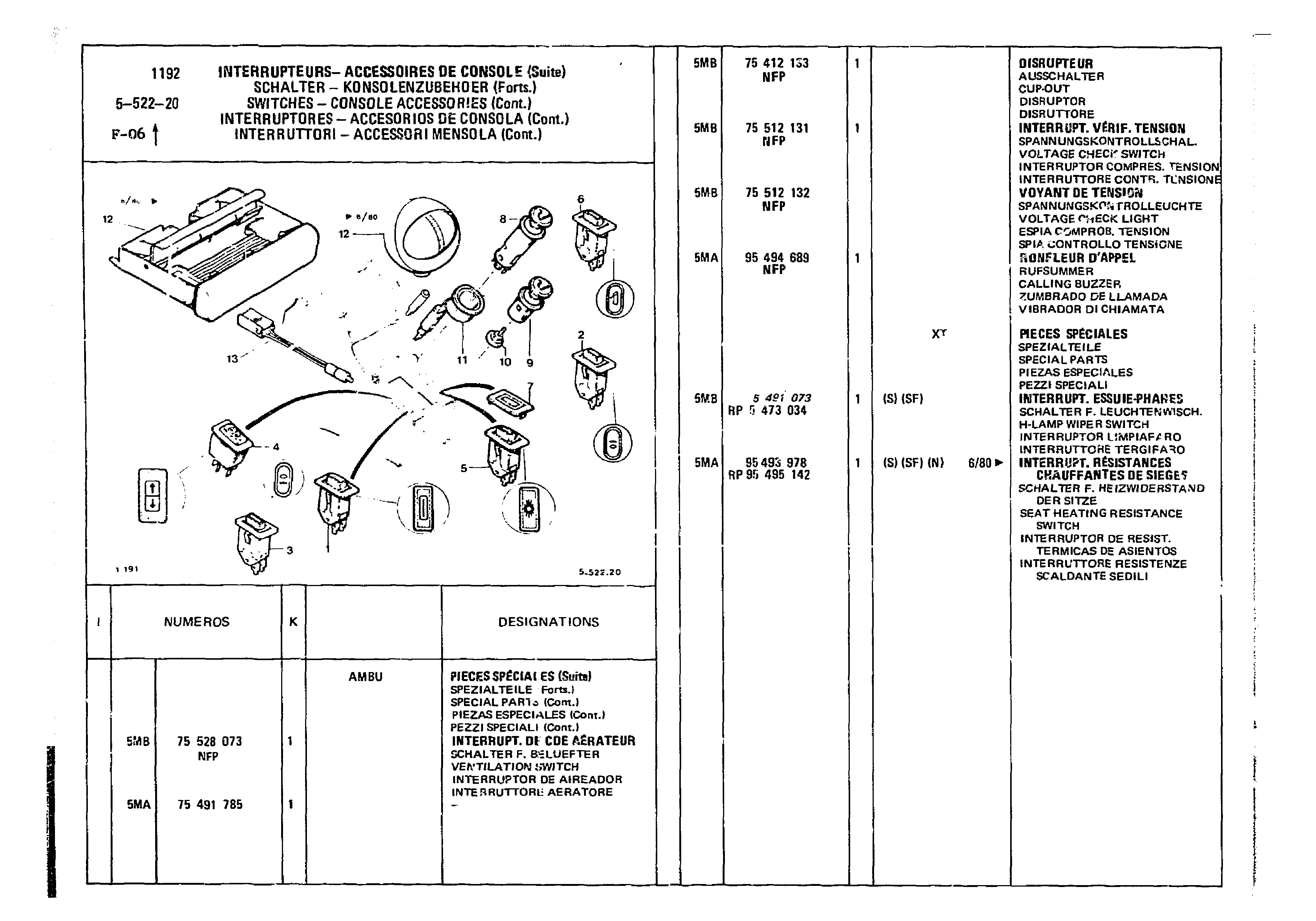Switches, page 482 of 860 — CX Parts Catalogue — 1979–1981