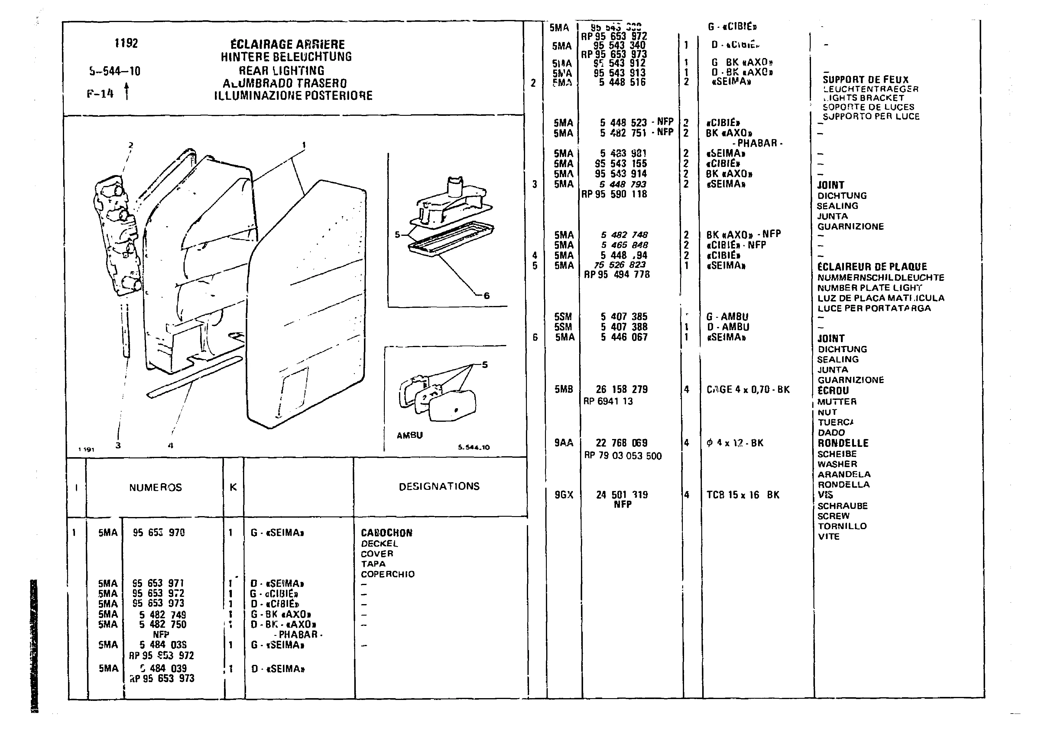 Rear Lighting, page 490 of 860 — CX Parts Catalogue — 1979–1981