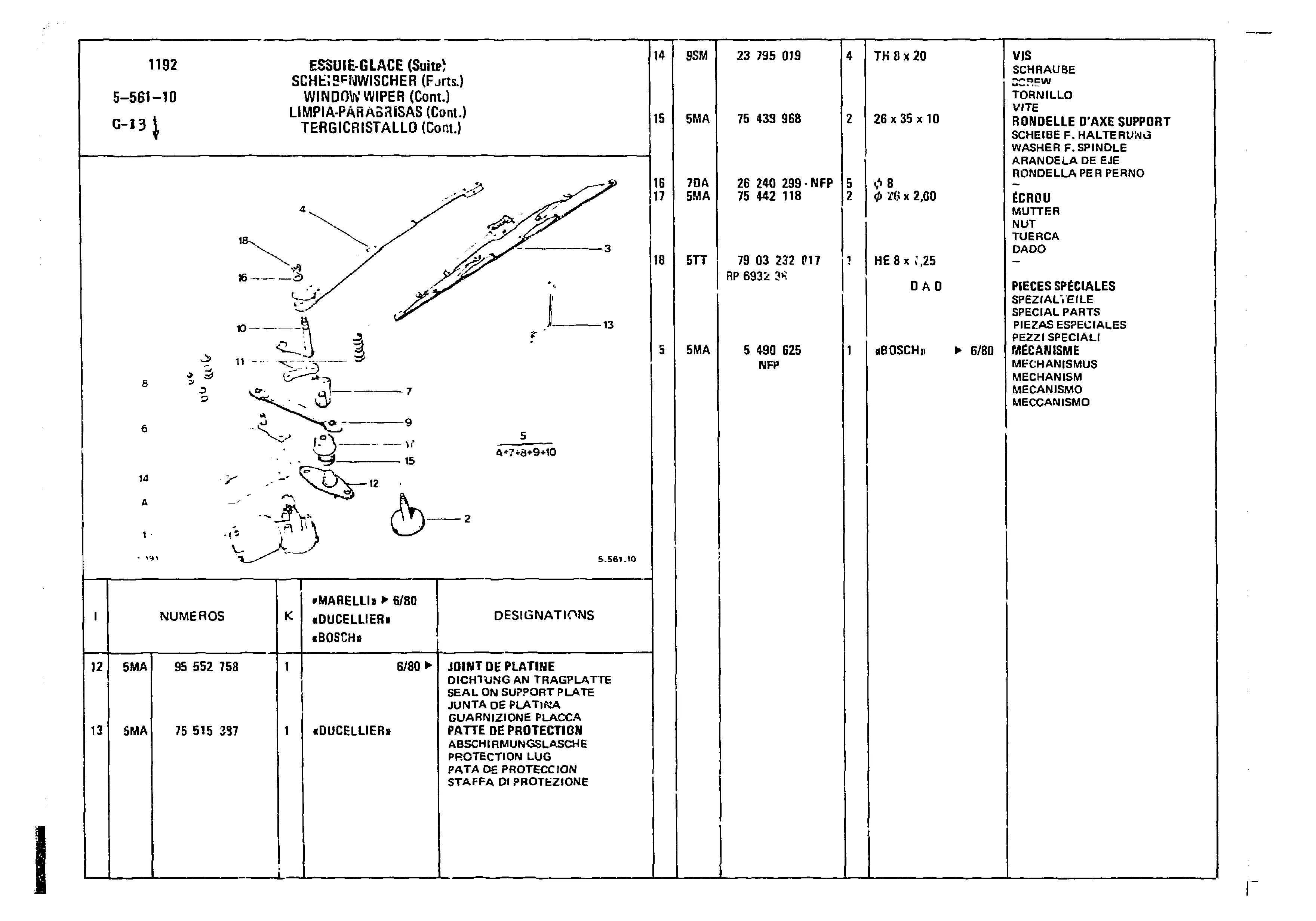 Window Wiper, page 494 of 860 — CX Parts Catalogue — 1979–1981