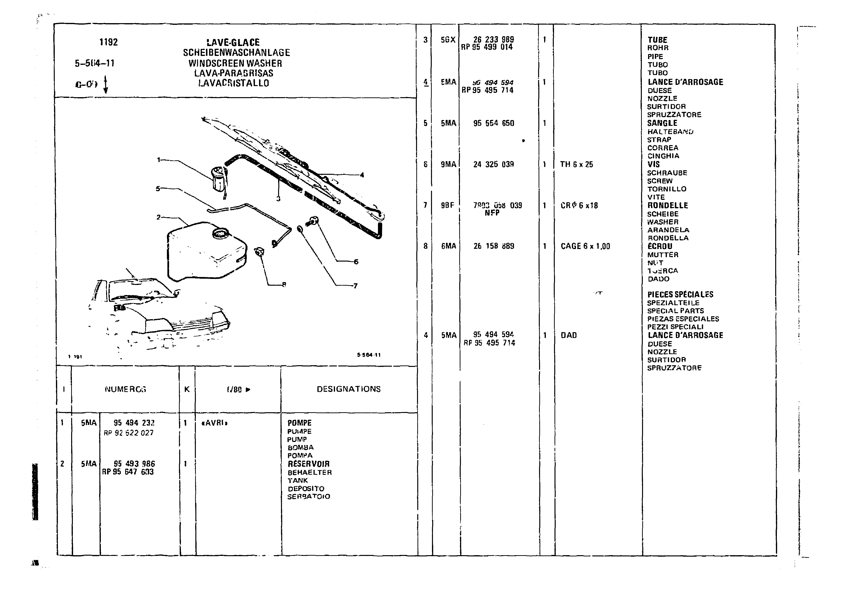 Windscreen Washer, page 498 of 860 — CX Parts Catalogue — 1979–1981