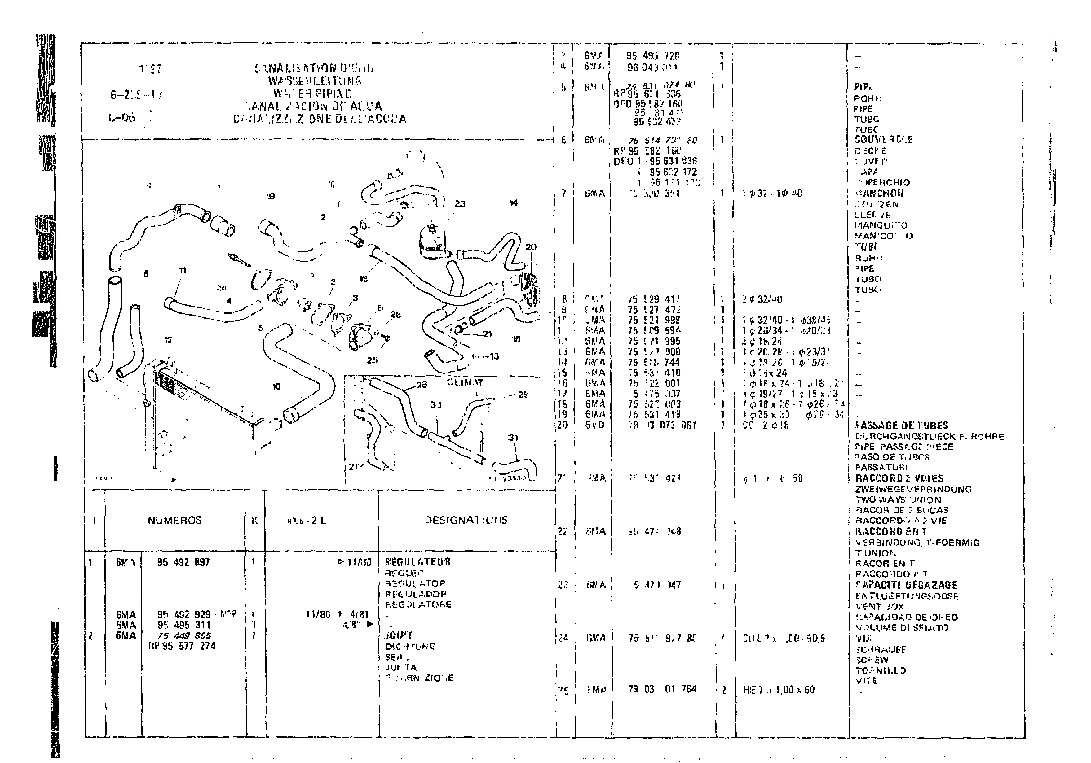 Water Piping, page 552 of 860 — CX Parts Catalogue — 1979–1981
