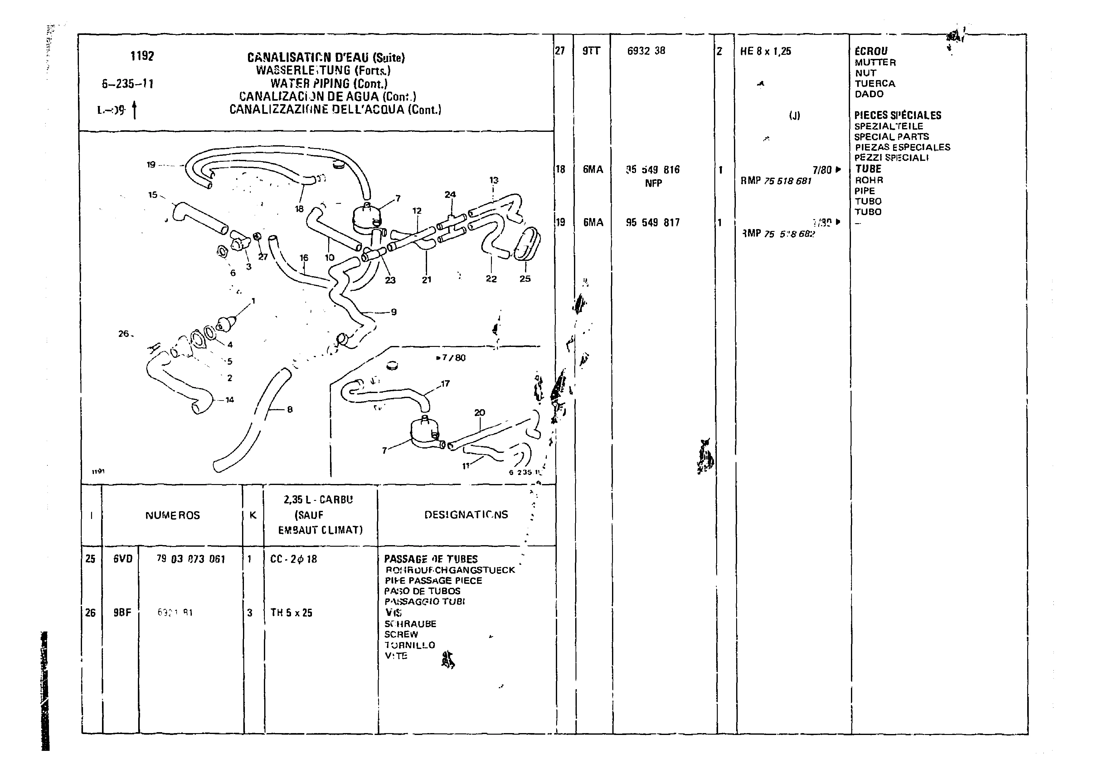 Water Piping, page 555 of 860 — CX Parts Catalogue — 1979–1981