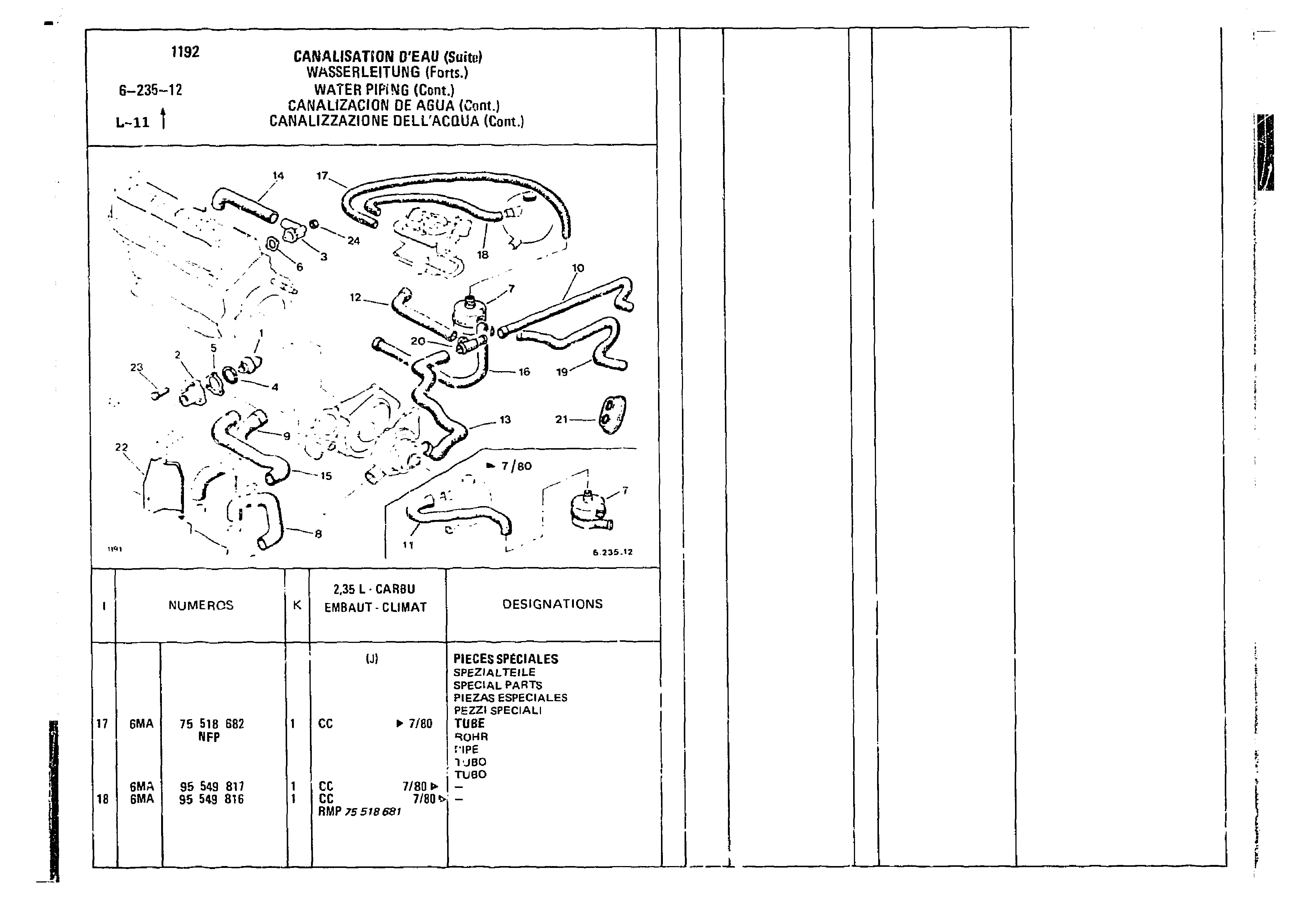 Water Piping, page 557 of 860 — CX Parts Catalogue — 1979–1981