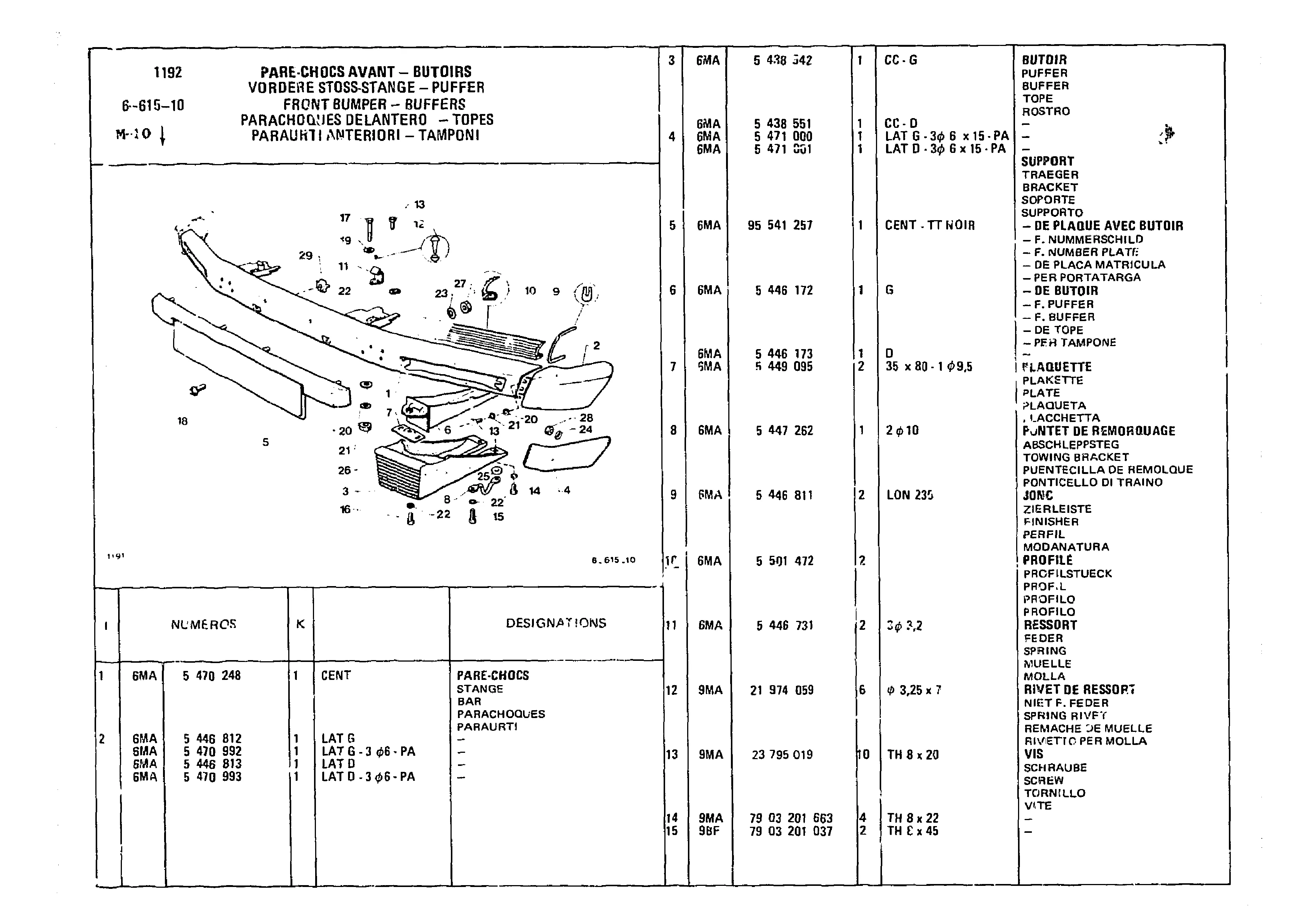 Front Bumper, page 567 of 860 — CX Parts Catalogue — 1979–1981