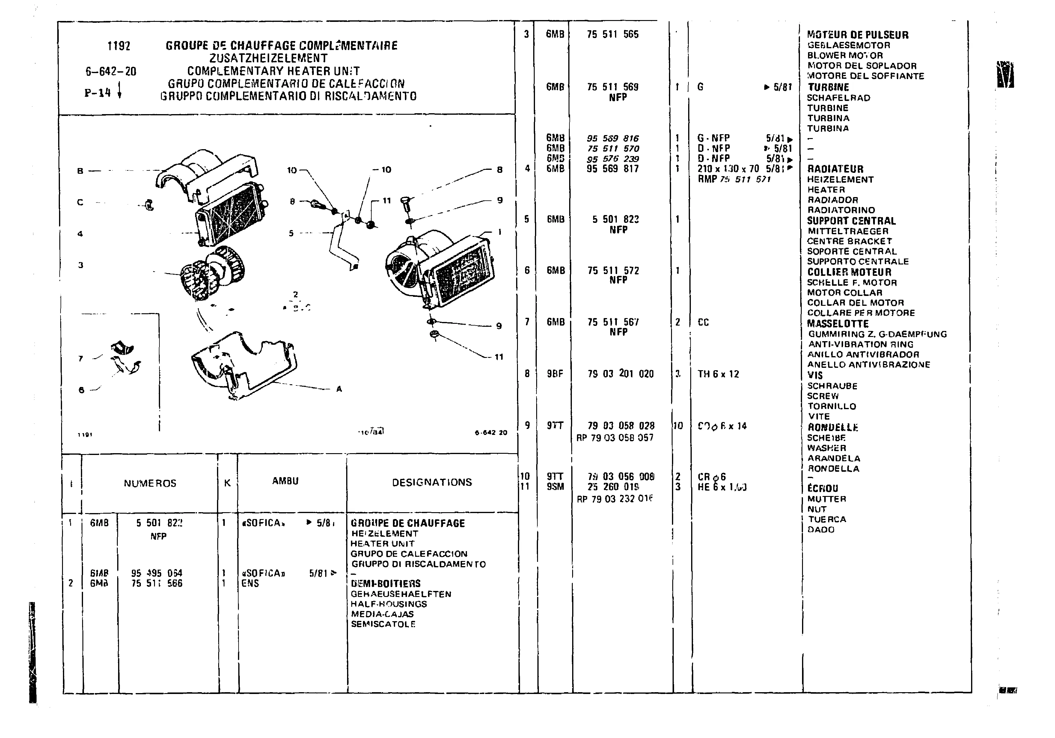 Complemetary Heater Unit, page 593 of 860 — CX Parts Catalogue — 1979–1981