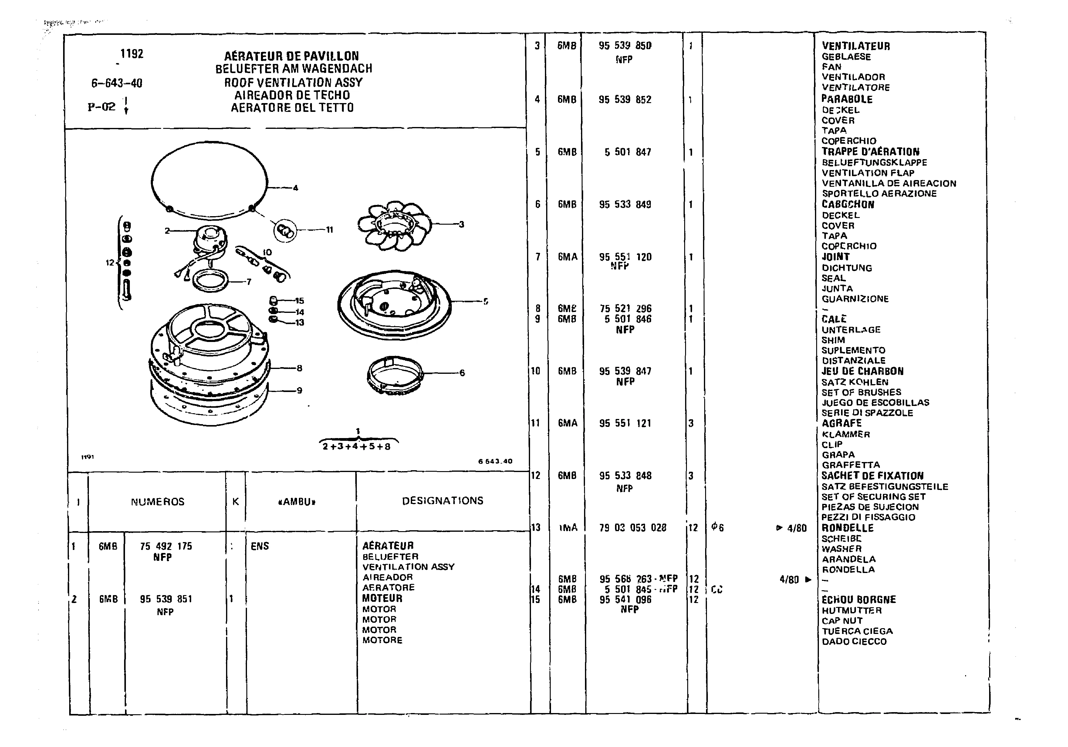Roof Ventilation assy, page 605 of 860 — CX Parts Catalogue — 1979–1981