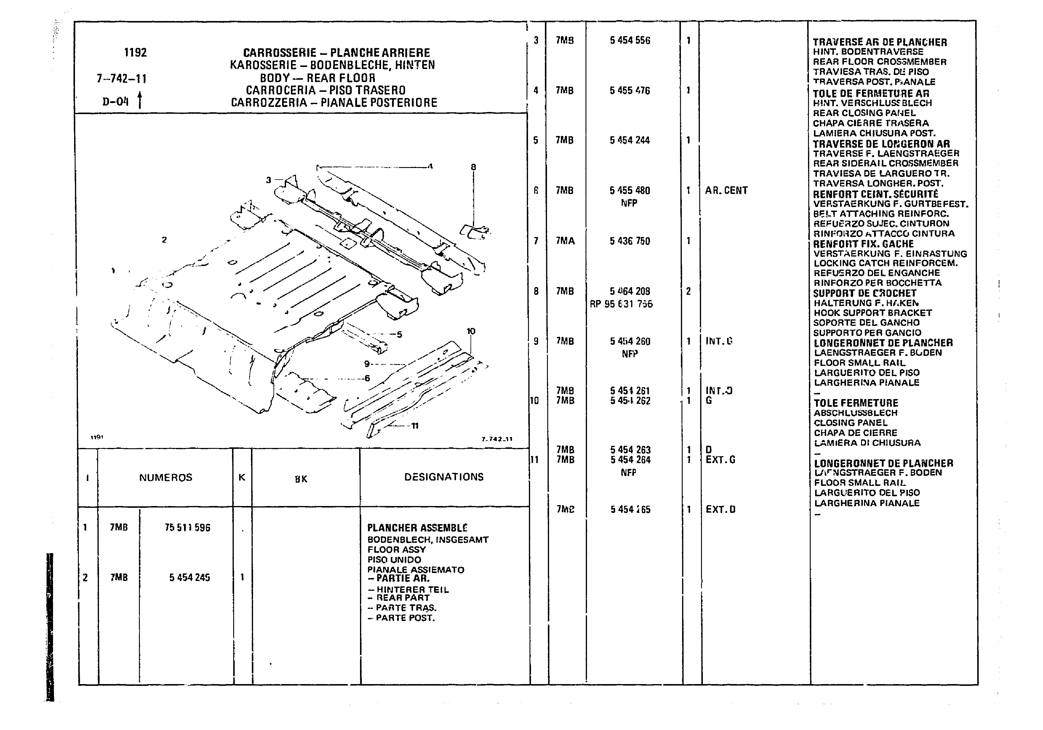 Body - RearFloor, page 652 of 860 — CX Parts Catalogue — 1979–1981