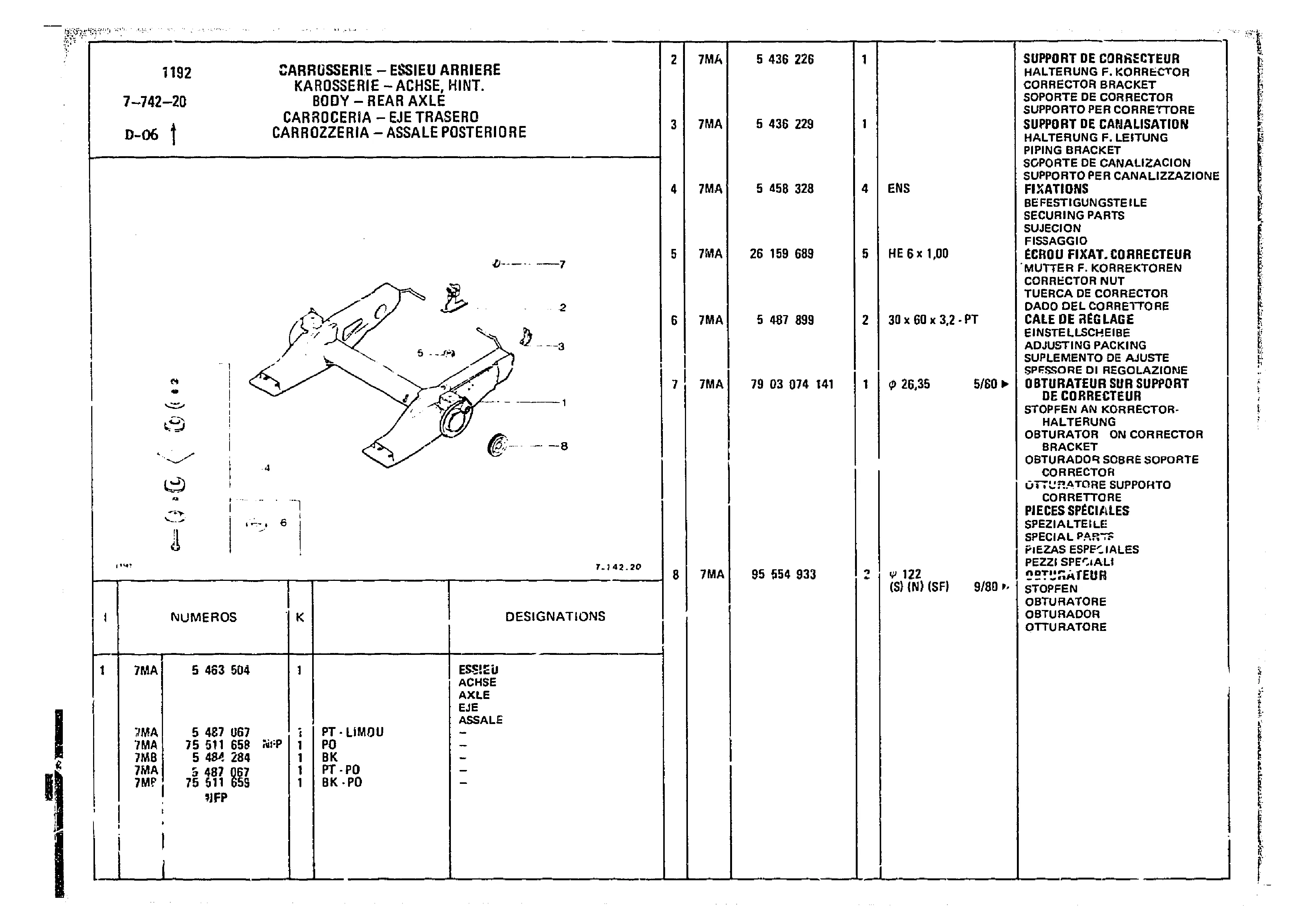 Body Rear Axle, page 654 of 860 — CX Parts Catalogue — 1979–1981