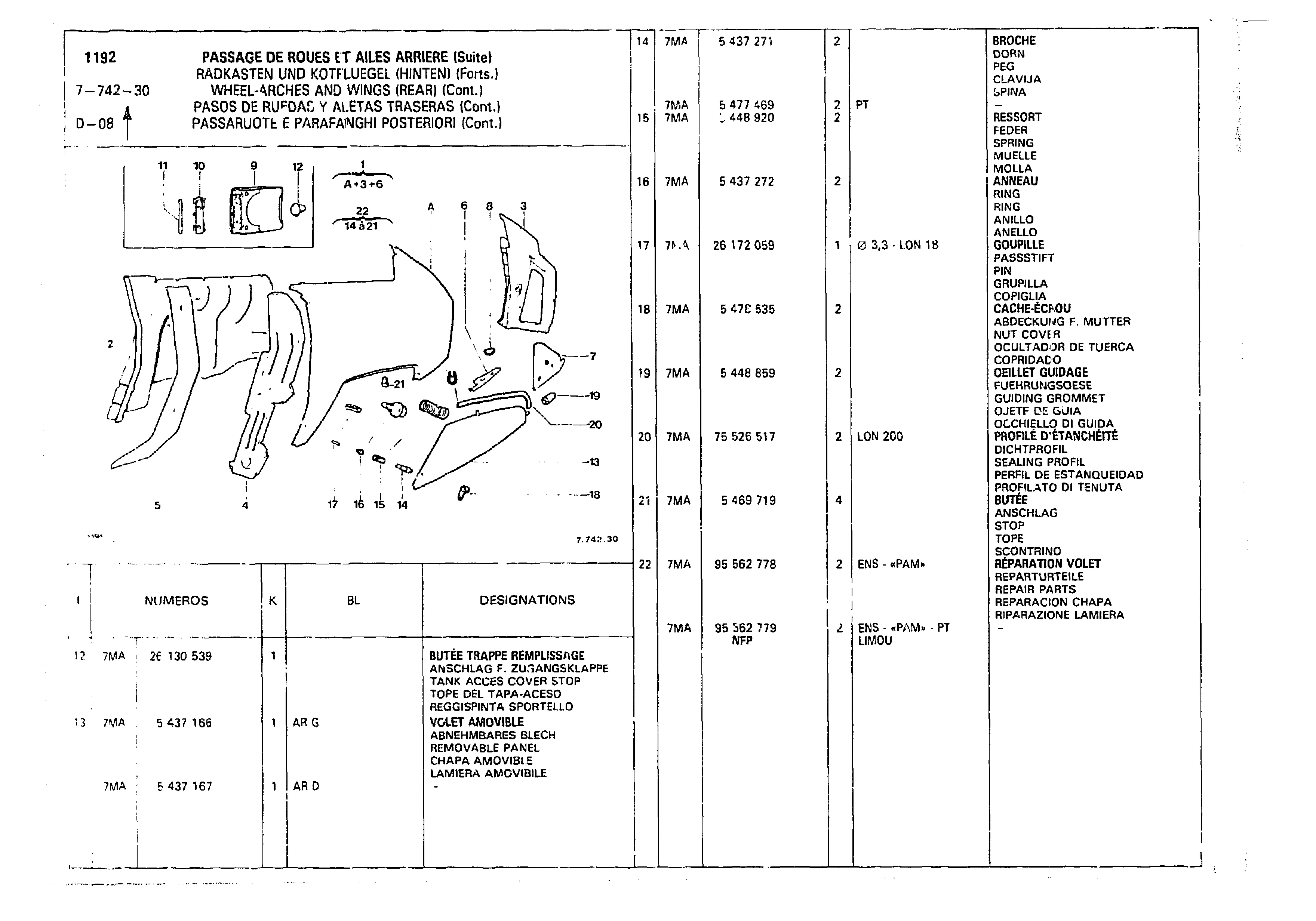 Wheels Arches & Wings ( Rear), page 656 of 860 — CX Parts Catalogue — 1979–1981