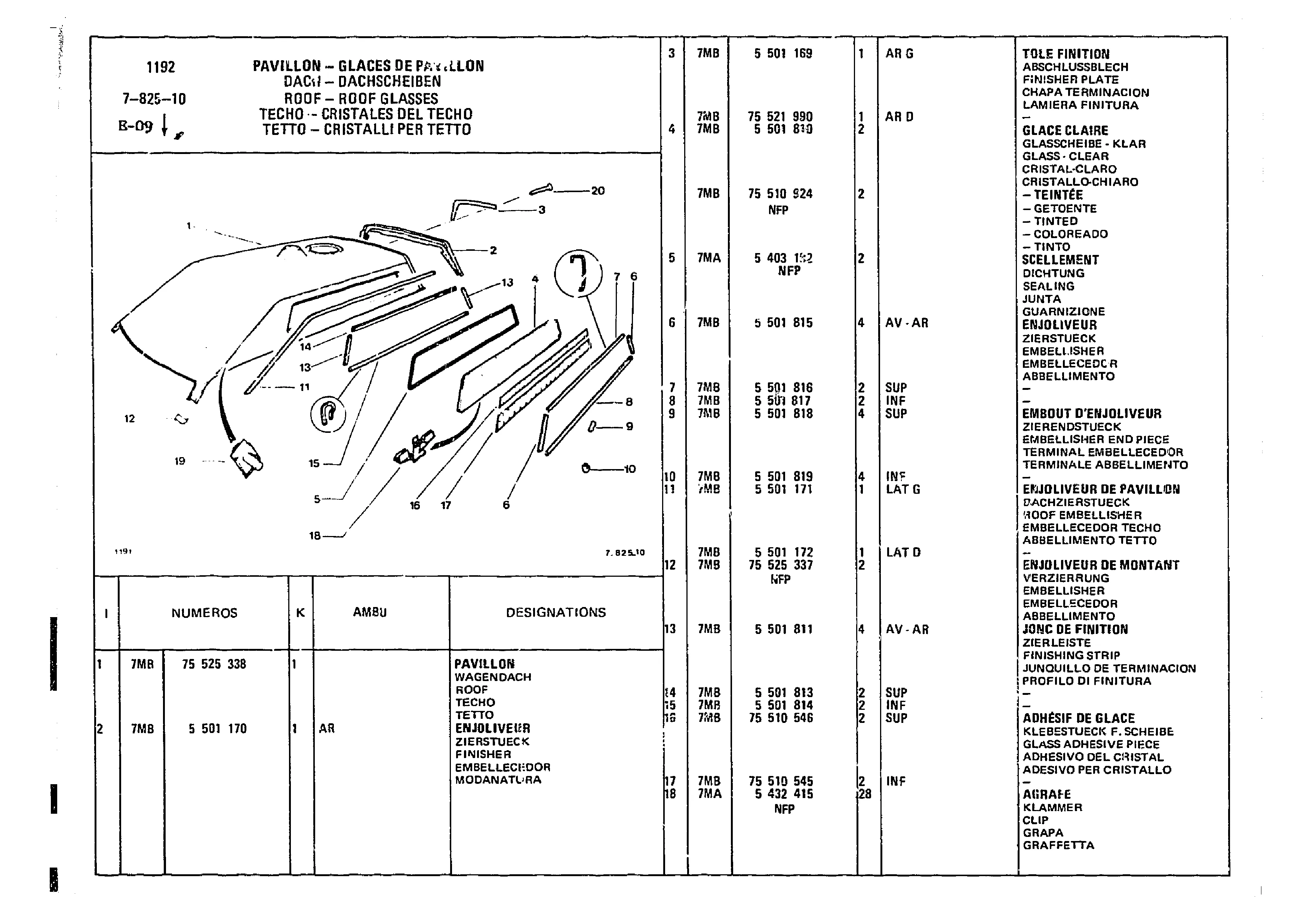 Roof - Roof Glasses, page 670 of 860 — CX Parts Catalogue — 1979–1981