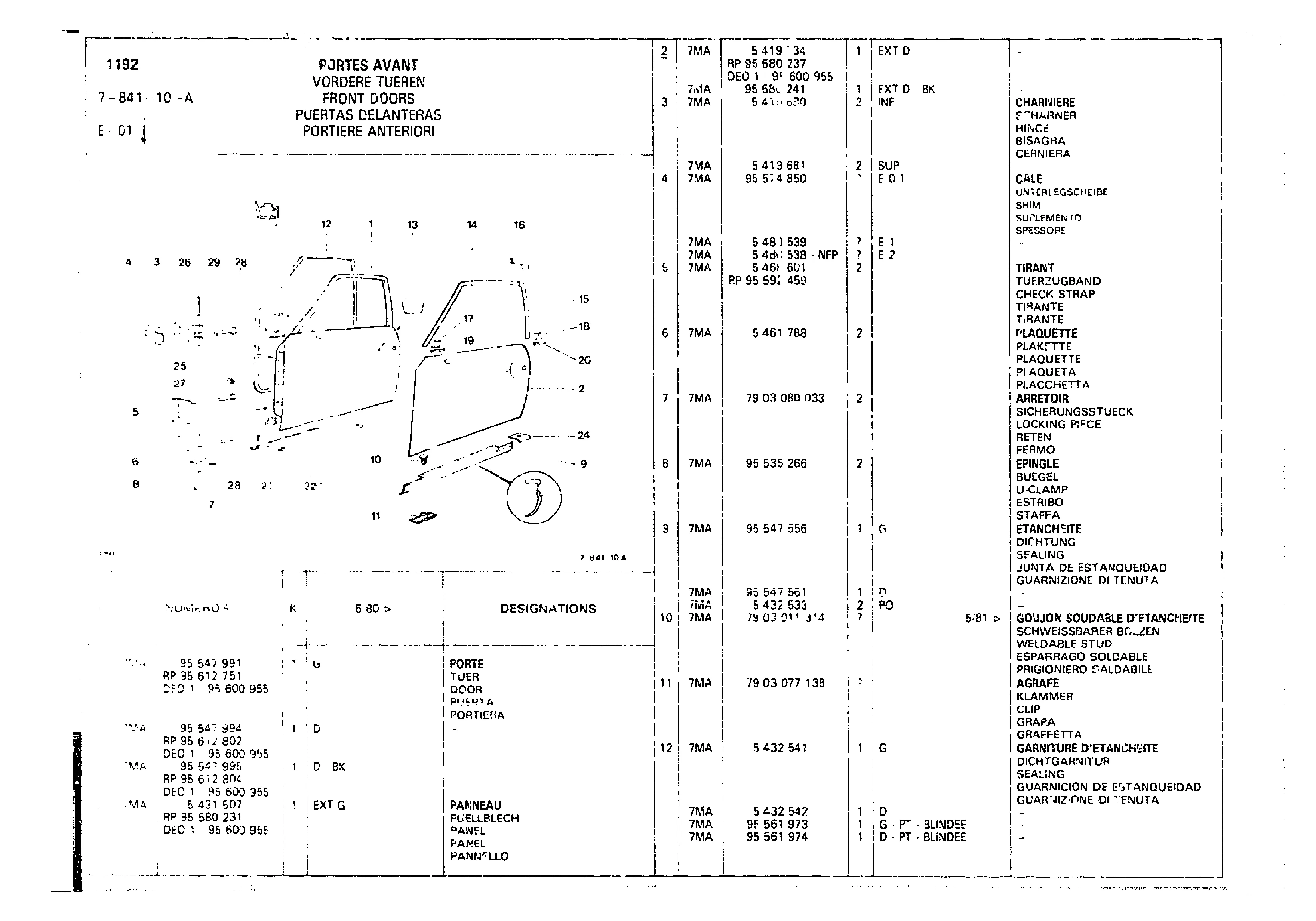Front Doors, page 678 of 860 — CX Parts Catalogue — 1979–1981