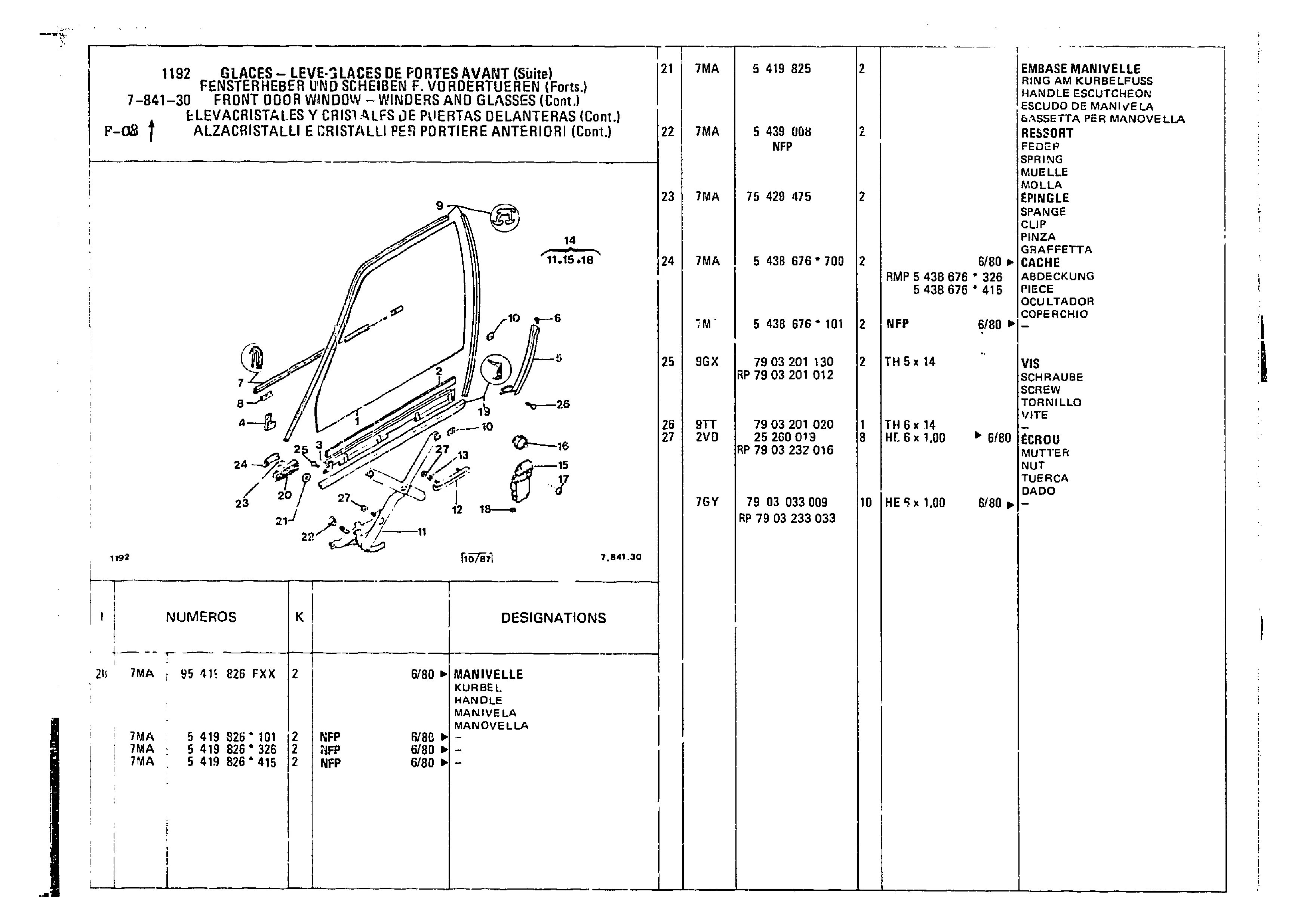 Front Door Window - Winders & Galsses, page 686 of 860 — CX Parts Catalogue — 1979–1981