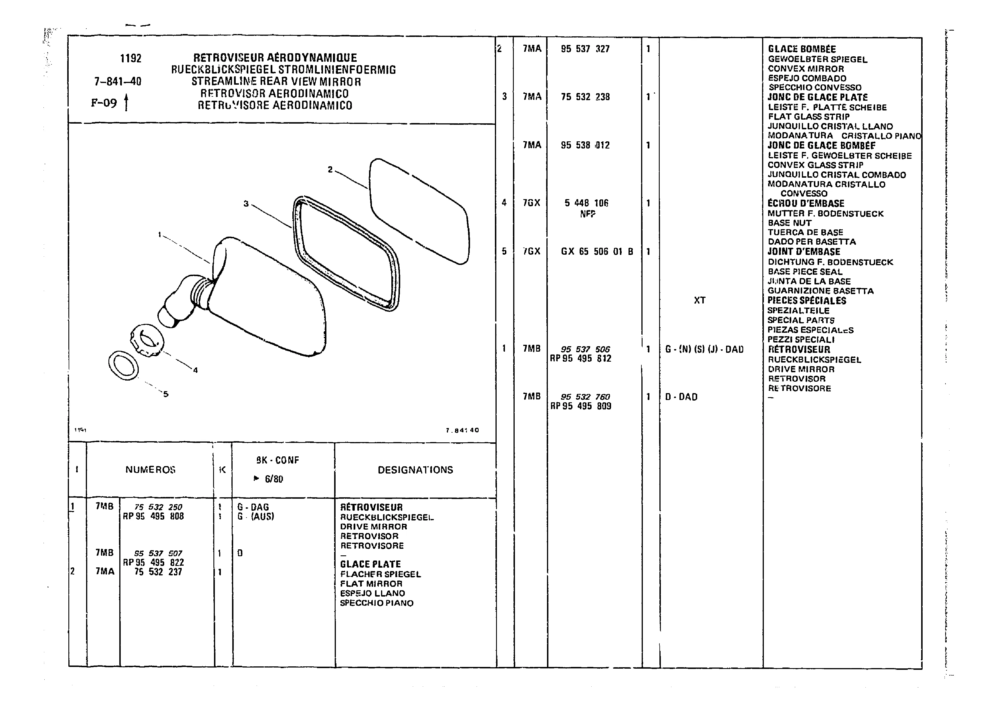 Streamline Rear View Mirror, page 687 of 860 — CX Parts Catalogue — 1979–1981