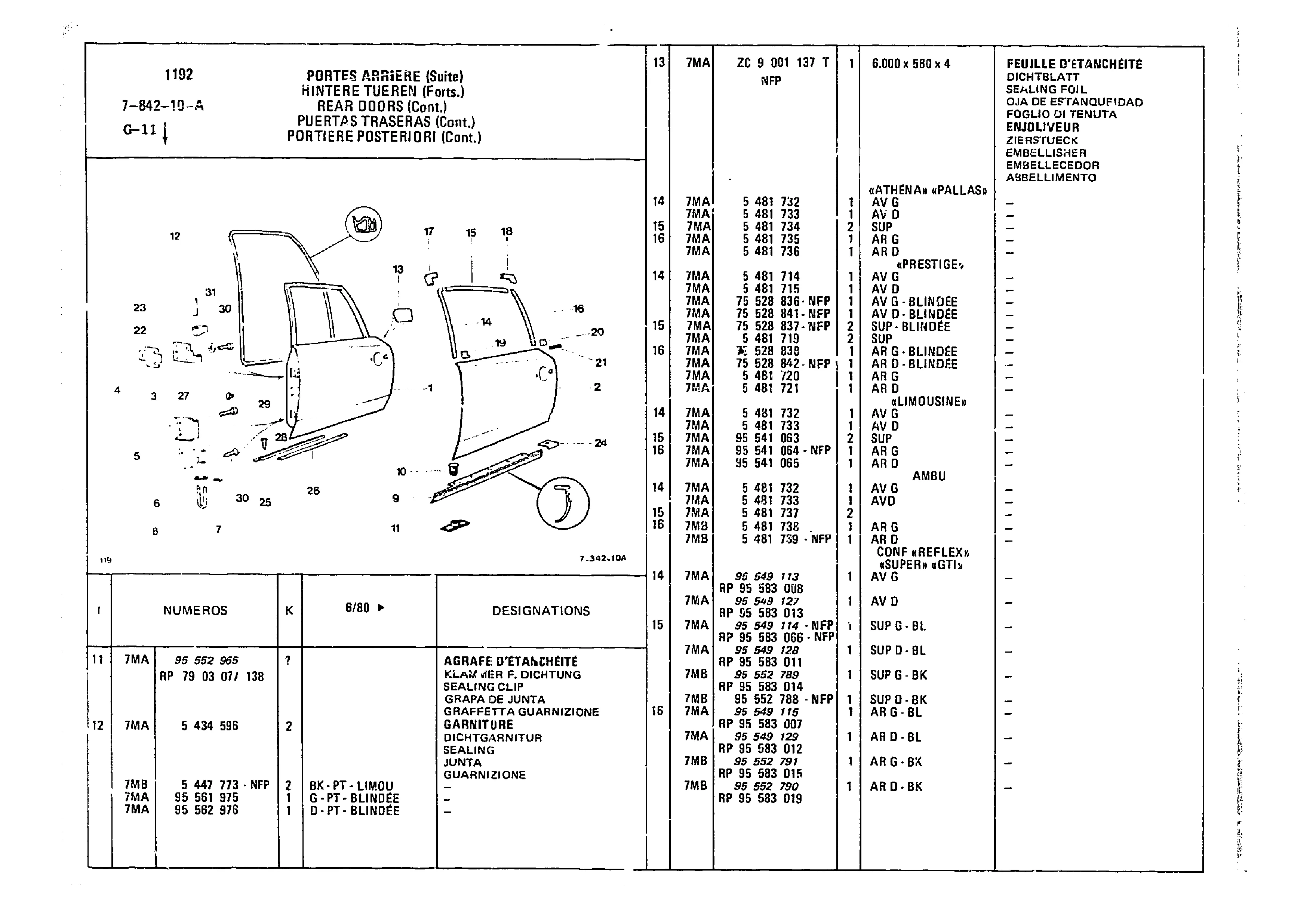 Rear Doors, page 698 of 860 — CX Parts Catalogue — 1979–1981