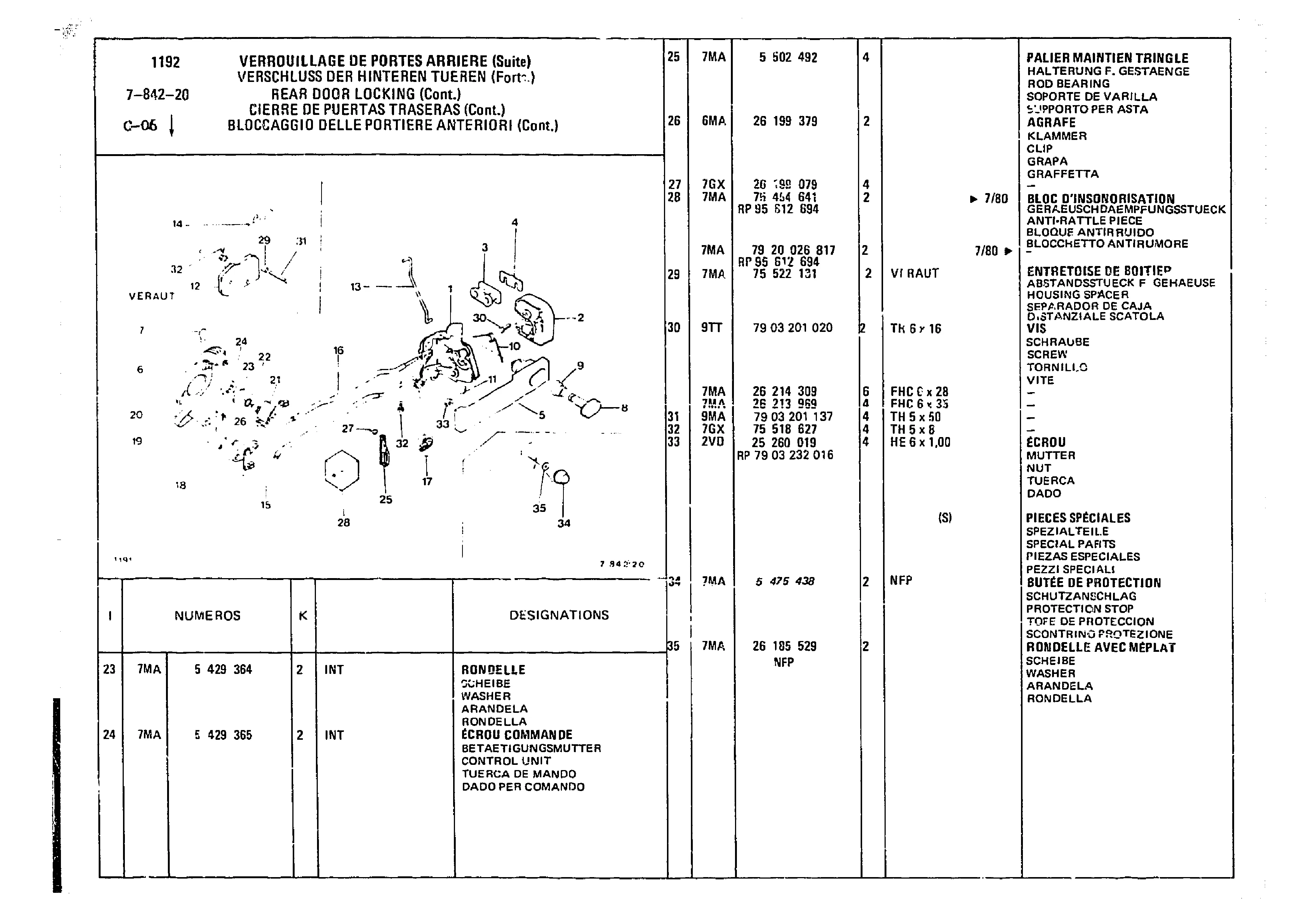 Rera Door Locking, page 703 of 860 — CX Parts Catalogue — 1979–1981