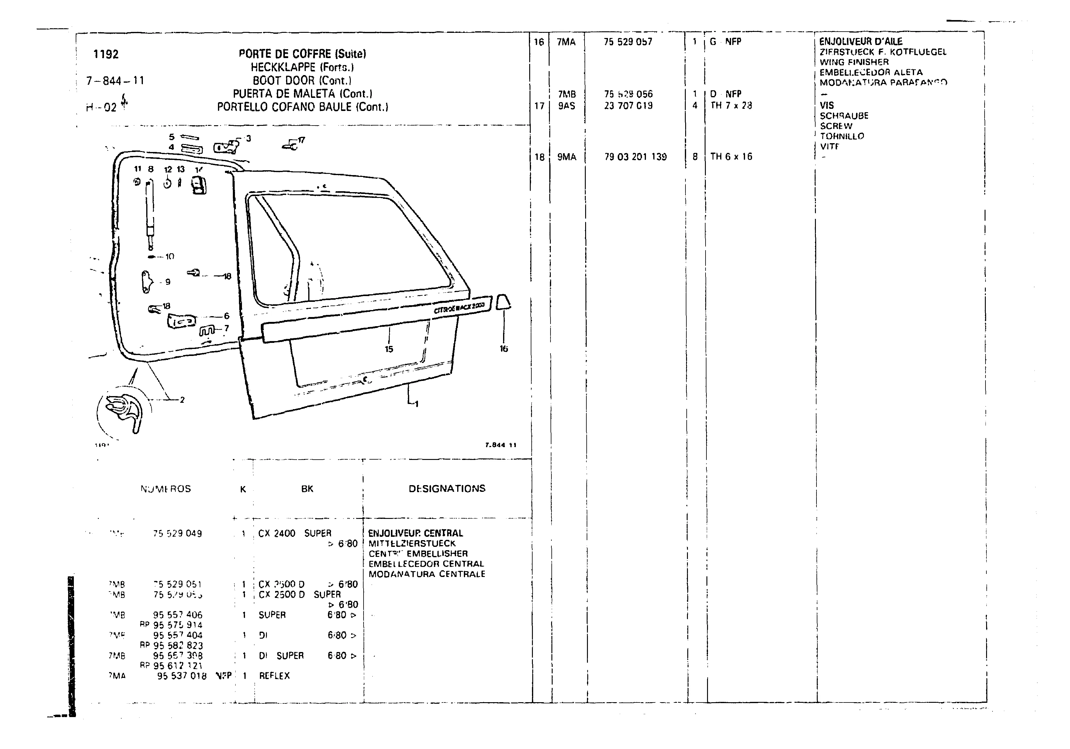 Boot Door, page 710 of 860 — CX Parts Catalogue — 1979–1981