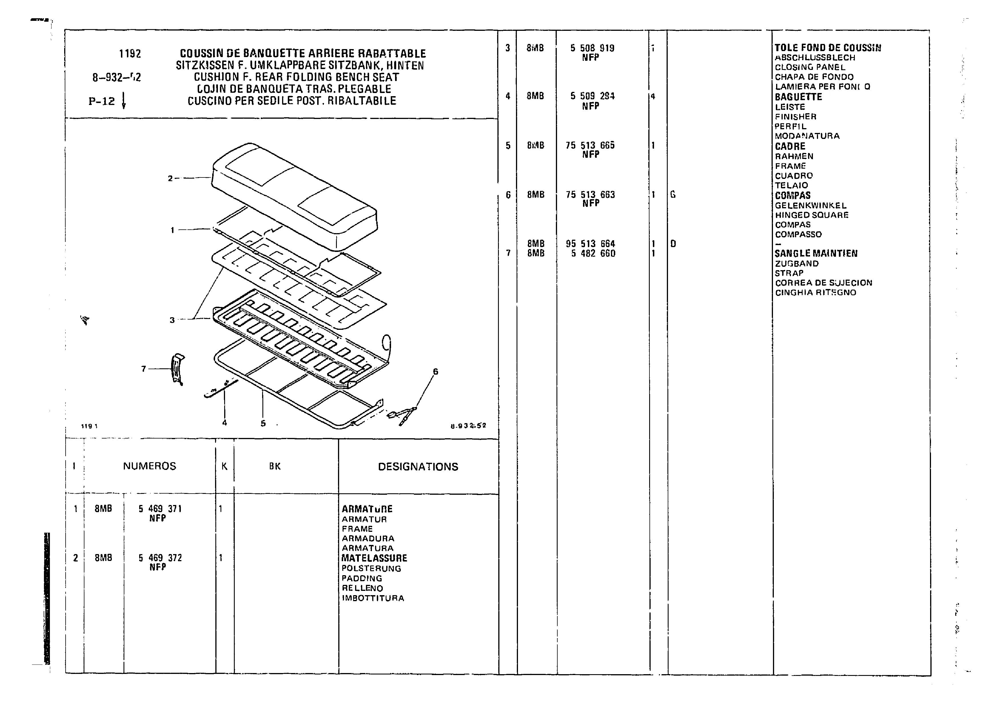 Rear Folding Bench Seat, page 795 of 860 — CX Parts Catalogue — 1979–1981