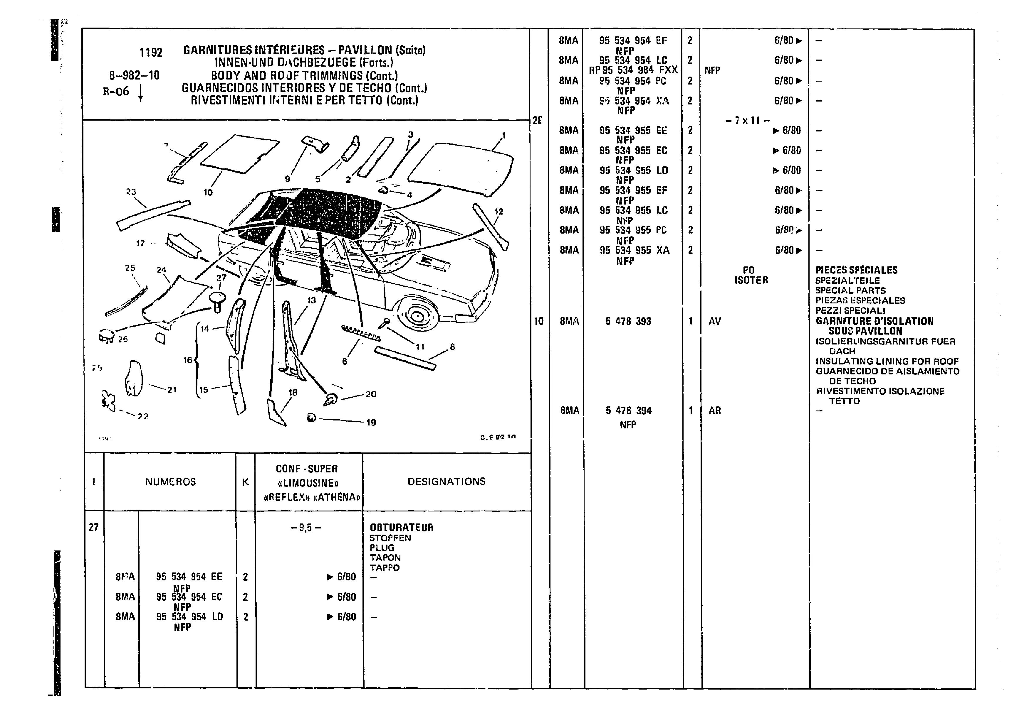Body & Roof Trimmings, page 831 of 860 — CX Parts Catalogue — 1979–1981