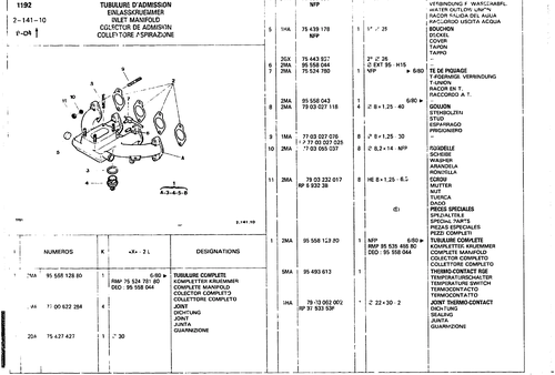 Inlet Manifold, page 210 — CX Parts Catalogue — 1979–1981