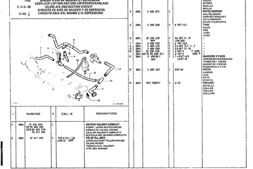 Idling Air And Suction Circuit, page 232 — CX Parts Catalogue — 1979–1981