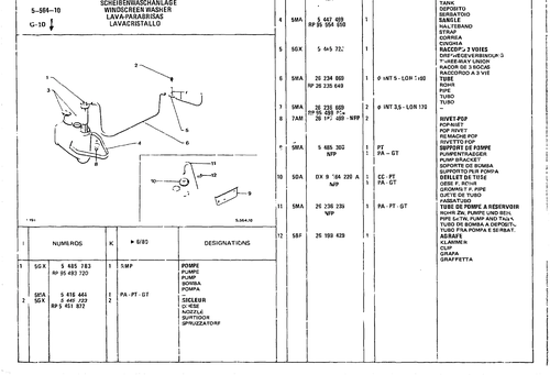 Windscreen Washer, page 497 — CX Parts Catalogue — 1979–1981