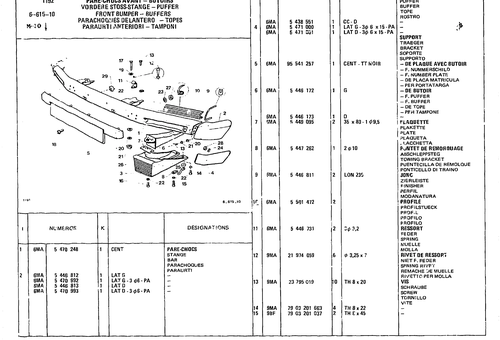 Front Bumper, page 567 — CX Parts Catalogue — 1979–1981