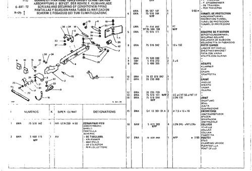 Screen & Securing Of Conditioner Piping, page 581 — CX Parts Catalogue — 1979–1981