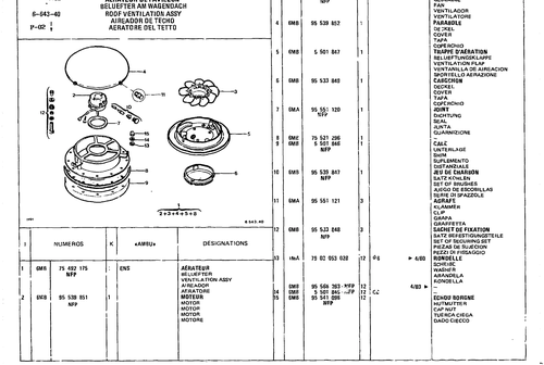 Roof Ventilation assy, page 605 — CX Parts Catalogue — 1979–1981