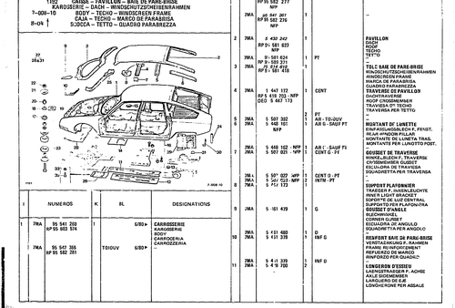 Body - Techo - Windscreen Frame, page 622 — CX Parts Catalogue — 1979–1981