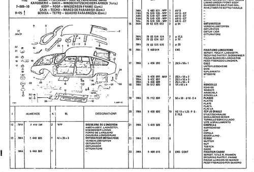 Body - Roof Windscreen Frame, page 623 — CX Parts Catalogue — 1979–1981