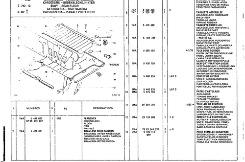 Body - RearFloor, page 650 — CX Parts Catalogue — 1979–1981