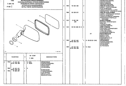 Streamline Rear View Mirror, page 687 — CX Parts Catalogue — 1979–1981