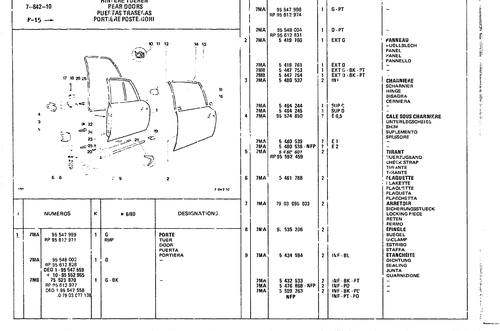 Rear Doors, page 693 — CX Parts Catalogue — 1979–1981