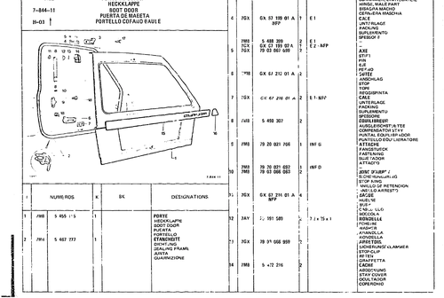 Boot Door, page 709 — CX Parts Catalogue — 1979–1981