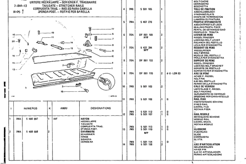 Tailgate - Stretcher Rails, page 713 — CX Parts Catalogue — 1979–1981