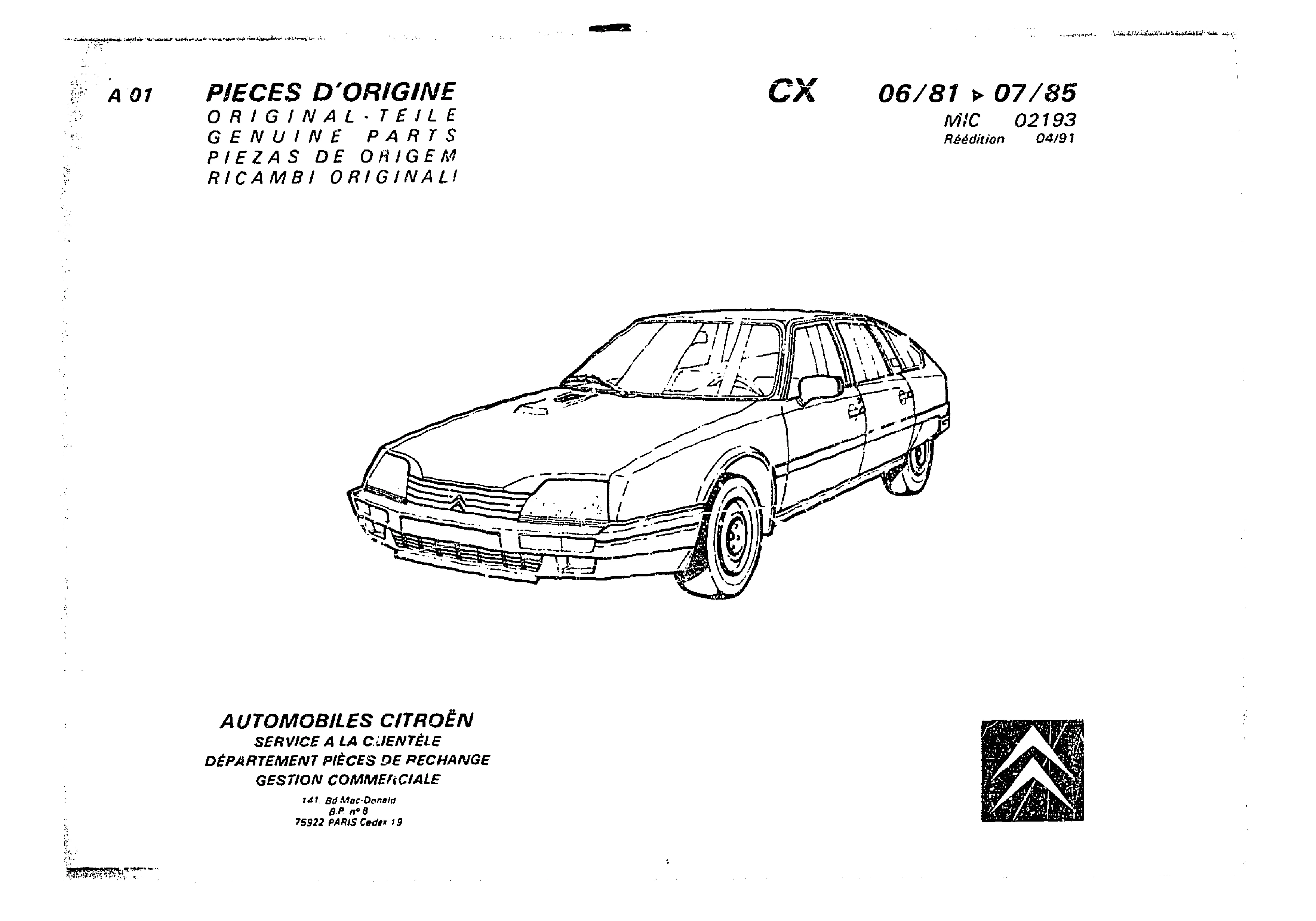 CX 81-85, page 1 of 985 — CX Parts Catalogue — 1981–1985