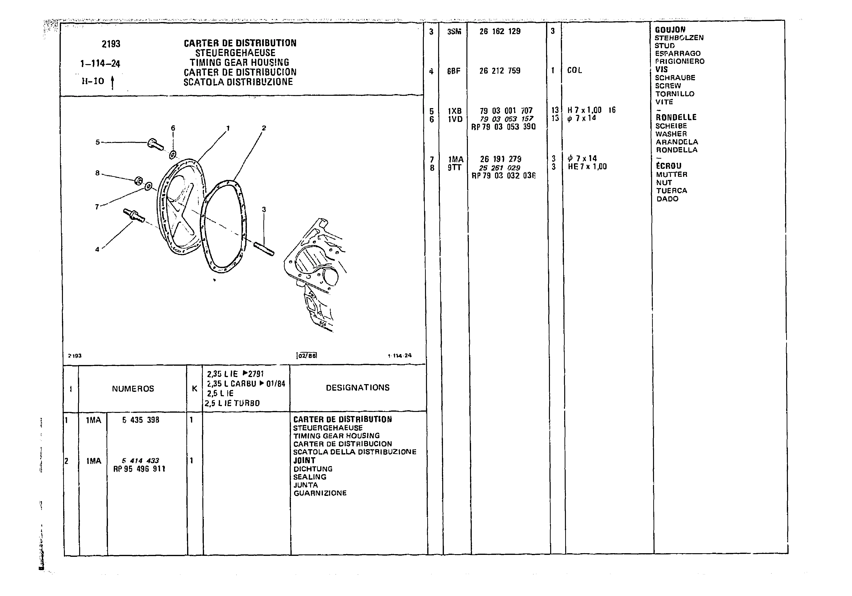Timing Gear Housing, page 111 of 985 — CX Parts Catalogue — 1981–1985