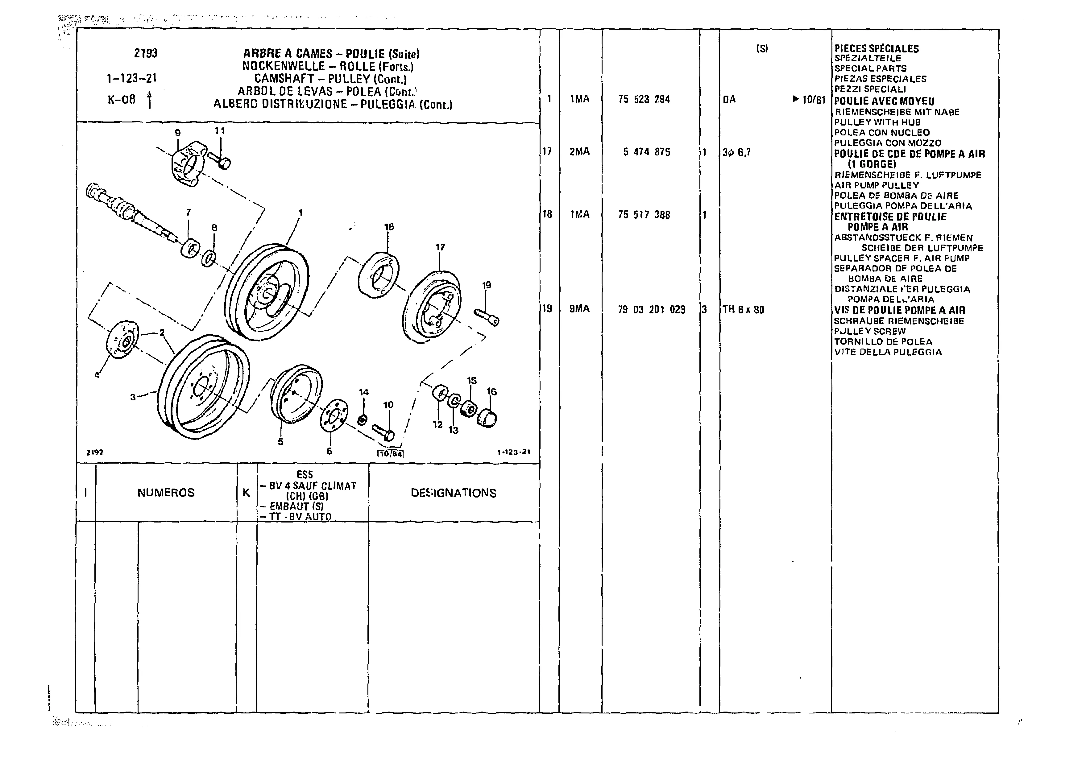 Camshaft - Pulley, page 139 of 985 — CX Parts Catalogue — 1981–1985
