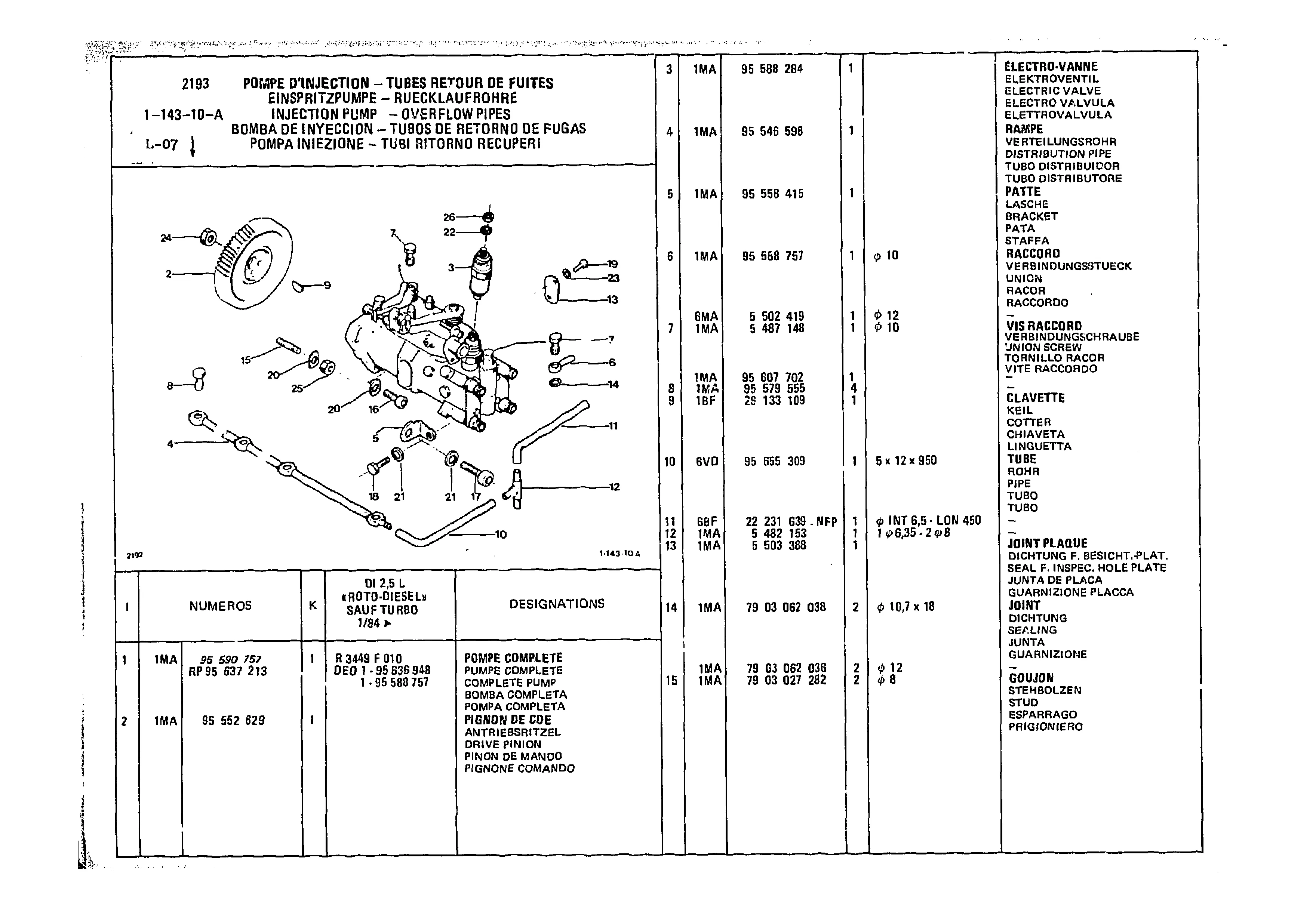 Injection Pump - Overflow Pipes, page 155 of 985 — CX Parts Catalogue — 1981–1985