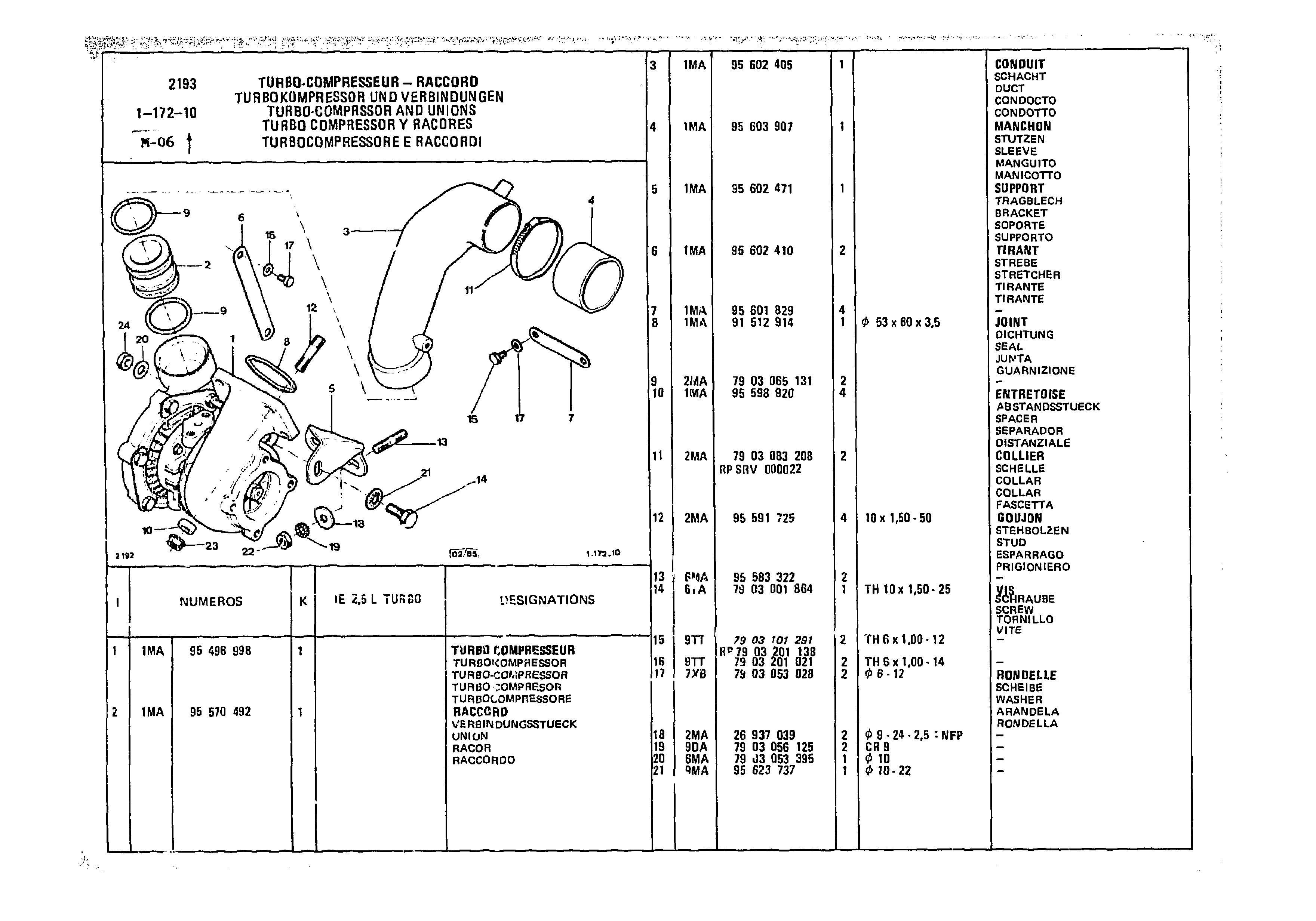 Turbo Compressor And Unions, page 167 of 985 — CX Parts Catalogue — 1981–1985